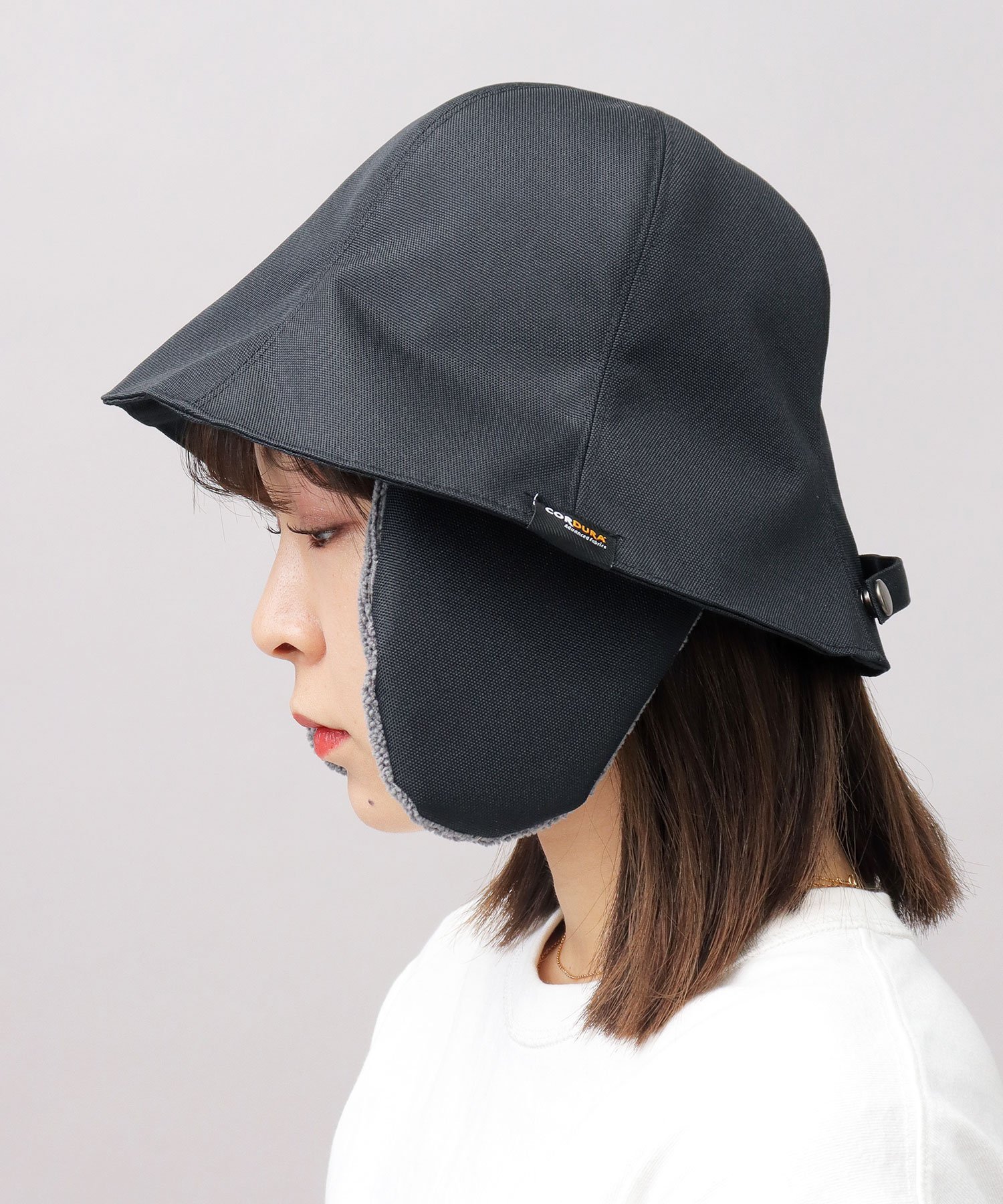 . A.M.S. 別注 / CORDURAポリエステル 耳付き サウナハット エー.エム.エス. 帽子 ハット ブラック