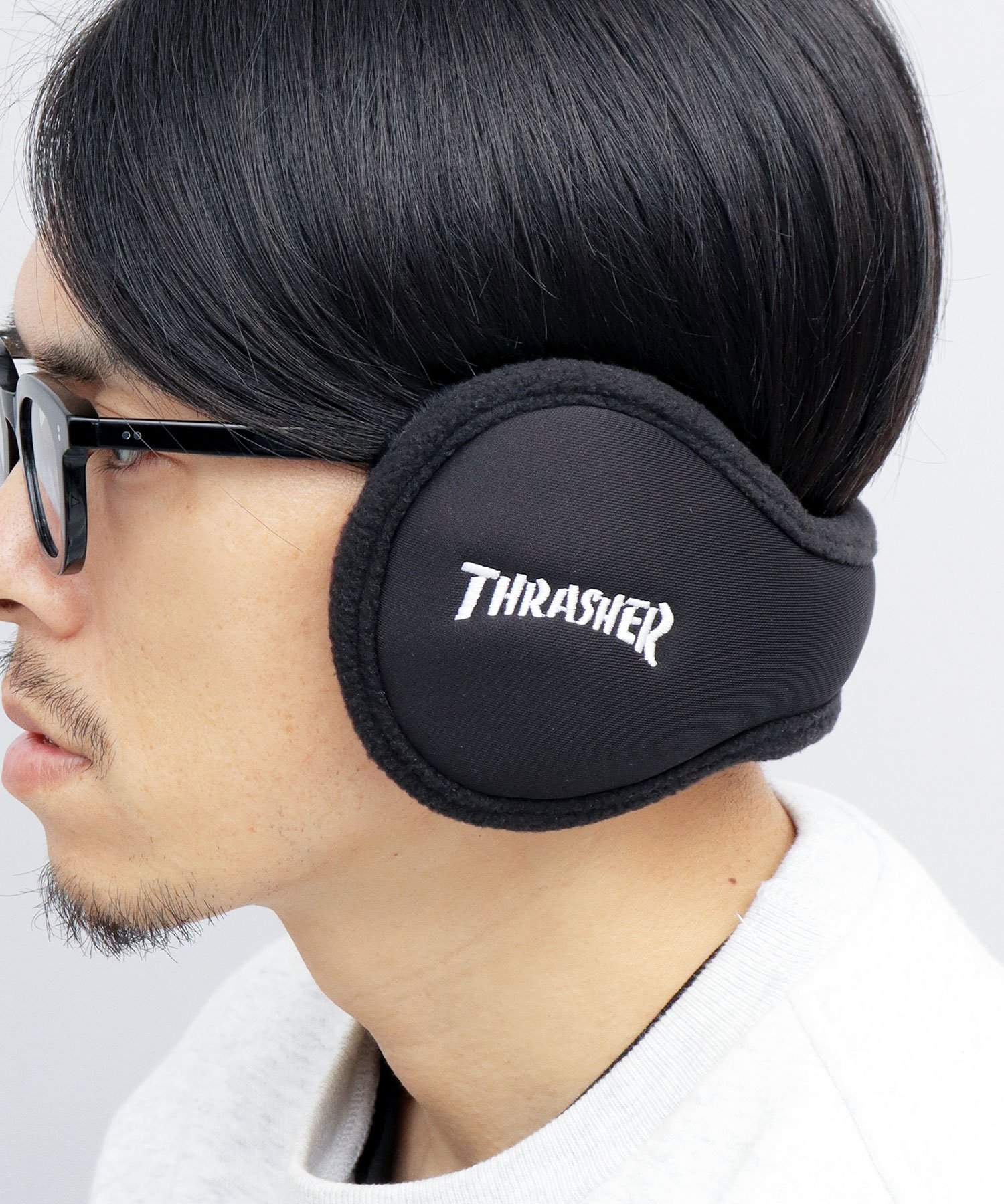 THRASHER A.M.S.別注 スウェット イヤーマフ エー.エム.エス. ファッション雑貨 イヤーマフ ブラック