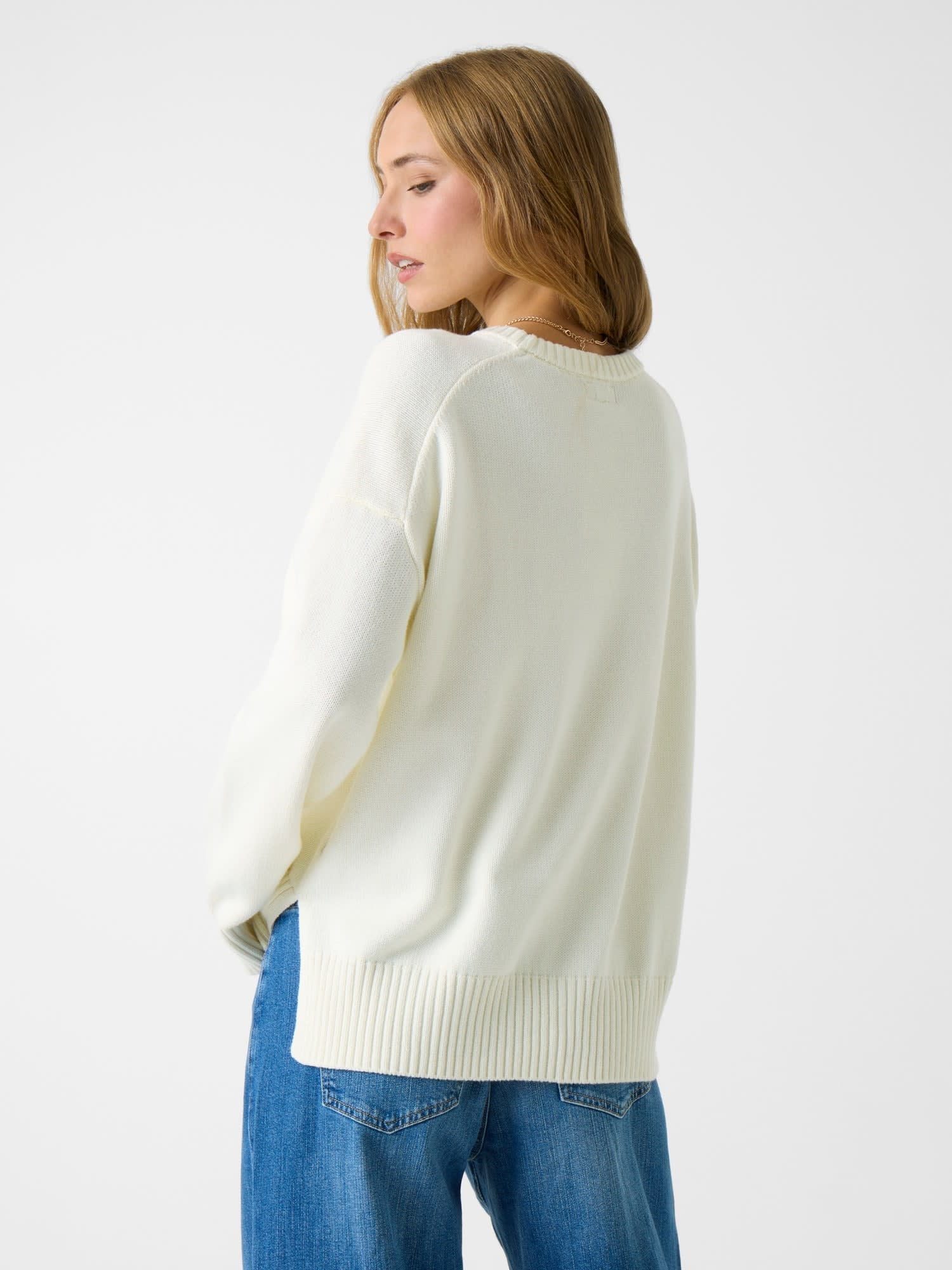 GUESS JEANS ロゴ セーター(W)GJ Big Triangle Sweater ゲス トップス ニット ブラック ホワイト