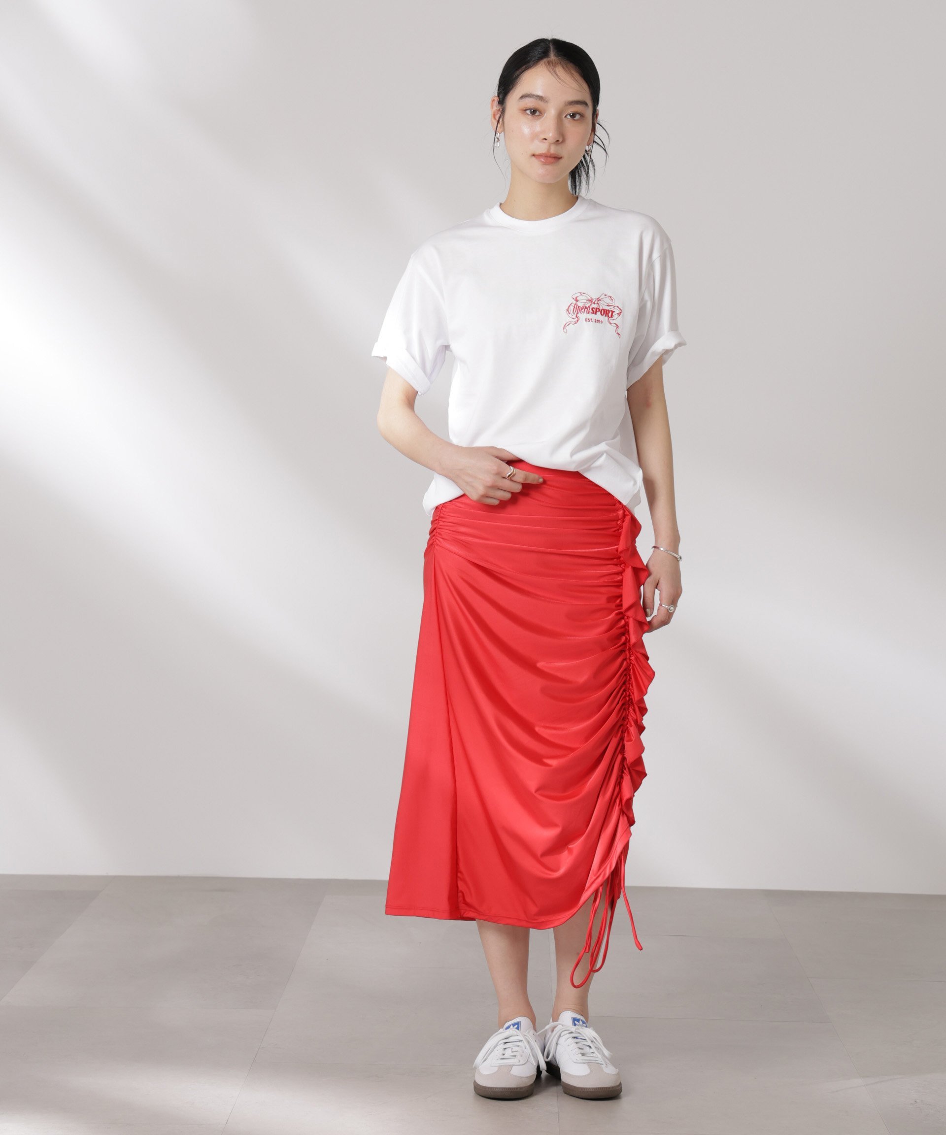 NANO universe OperaSPORT/AGATHE SKIRT ナノユニバース スカート ミディアムスカート レッド