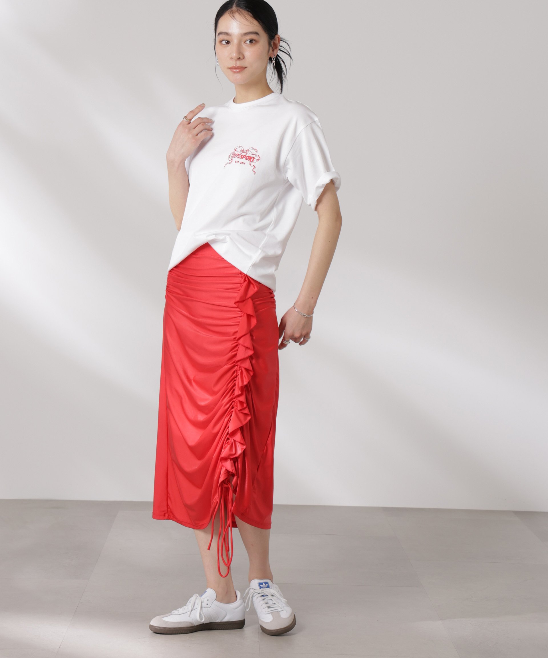 NANO universe OperaSPORT/AGATHE SKIRT ナノユニバース スカート ミディアムスカート レッド