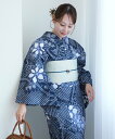utatane utatane 有松絞り 浴衣3点セット 鉄紺にひらく花 ウタタネ 着物・浴衣・和装小物 浴衣【送料無料】