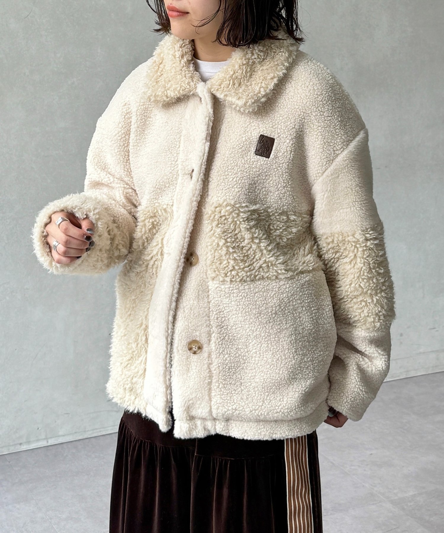 CPCM 【U.S. POLO ASSN. 】ファージャケット シーピーシーエム ジャケット・アウター ブルゾン・ジャンパー グレー ホワイト ブラウン【送料無料】