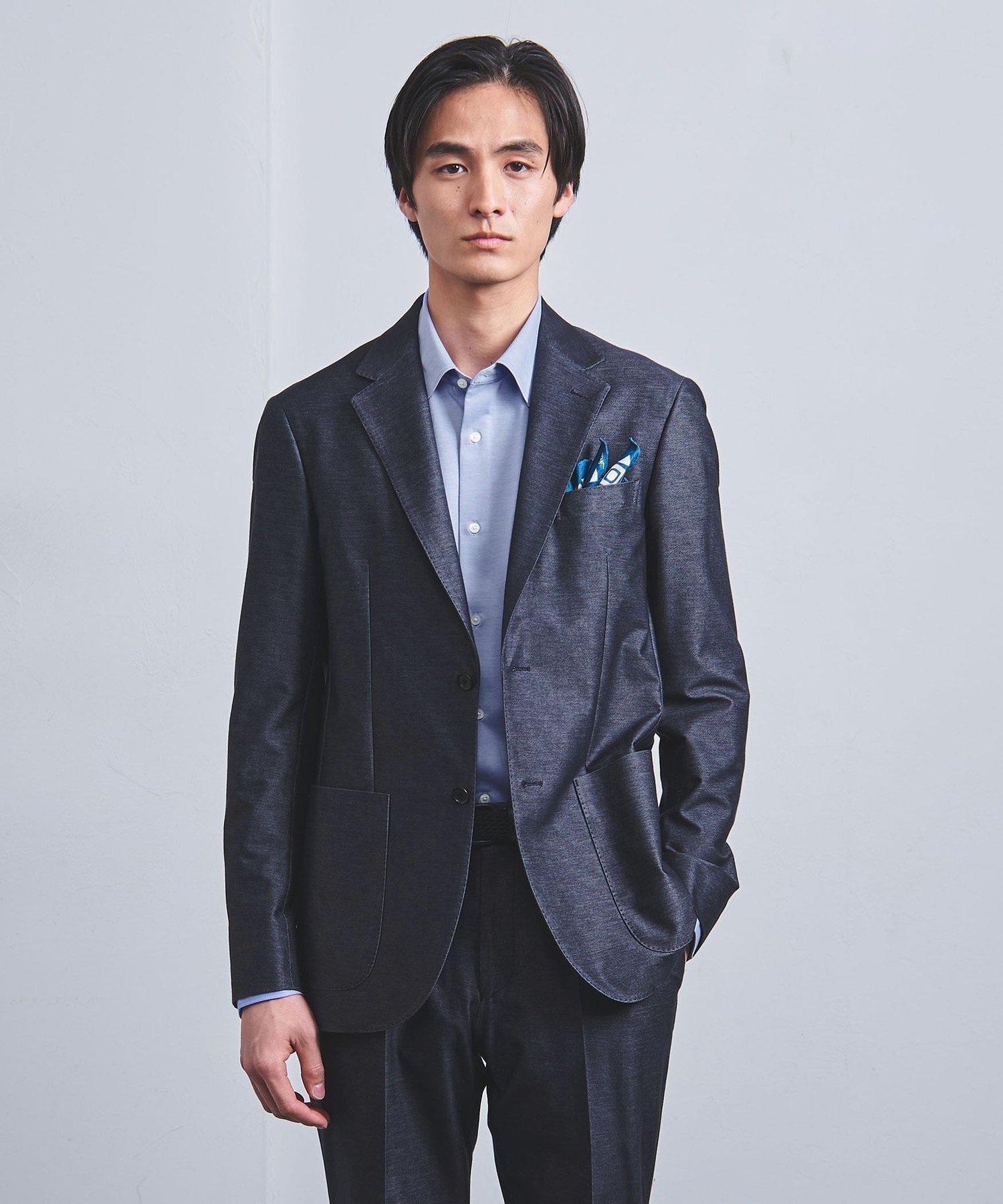 [SALE/60%OFF]UNITED ARROWS 데님 저지 싱글 2 버튼 테일러드 재킷 COMFORT EASY-MODEL 유나이티드아로즈 아울렛 재킷 아우터 테일러드 재킷 블레이저 네이비[무료우송]