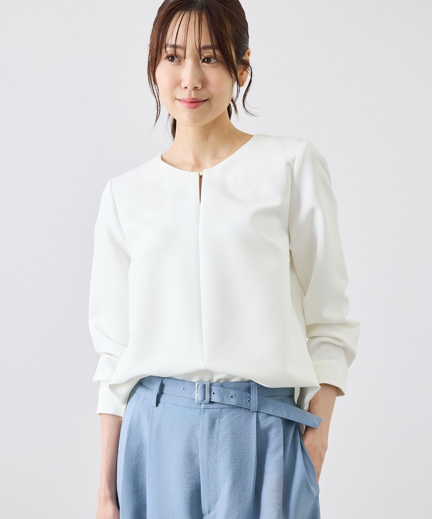 ROPE' PICNIC 360°ウルトラストレッチ フロントホックブラウス/2WAY ロペピクニック トップス シャツ・ブラウス ホワイト ブラウン ネイビー ブラック【送料無料】 stylife-15558294 Rakuten Fashion サンプル画像2