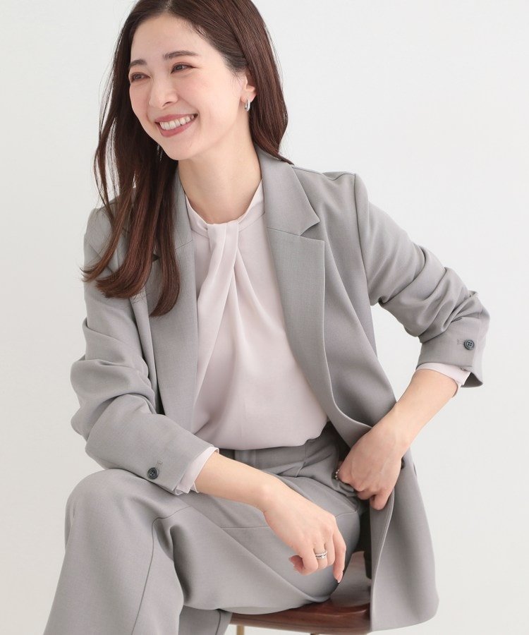 [SALE/5%OFF]SHOO·LA·RUE [세탁기 가능/이지 케어/UV]온 오프 사용할 수 있는 느긋한 더블 재킷 슈라루 재킷·아우터 테일러드 재킷·블레이저 그레이 네이비[무료우송]