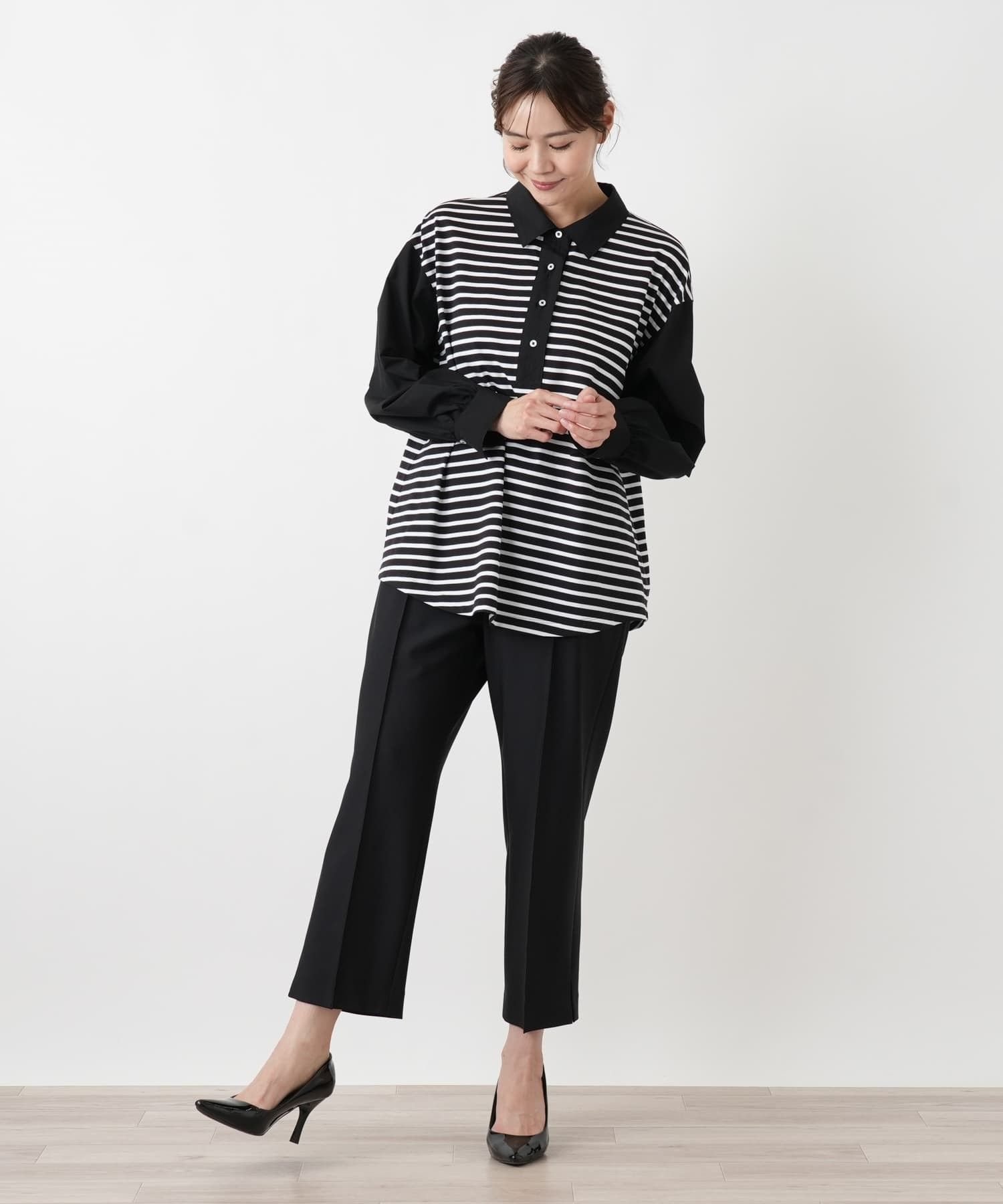Leilian PLUS HOUSE カットソー【MUSE BY ROCHAS Premiere】 レリアン プラスハウス トップス カットソー・Tシャツ ブラック ネイビー