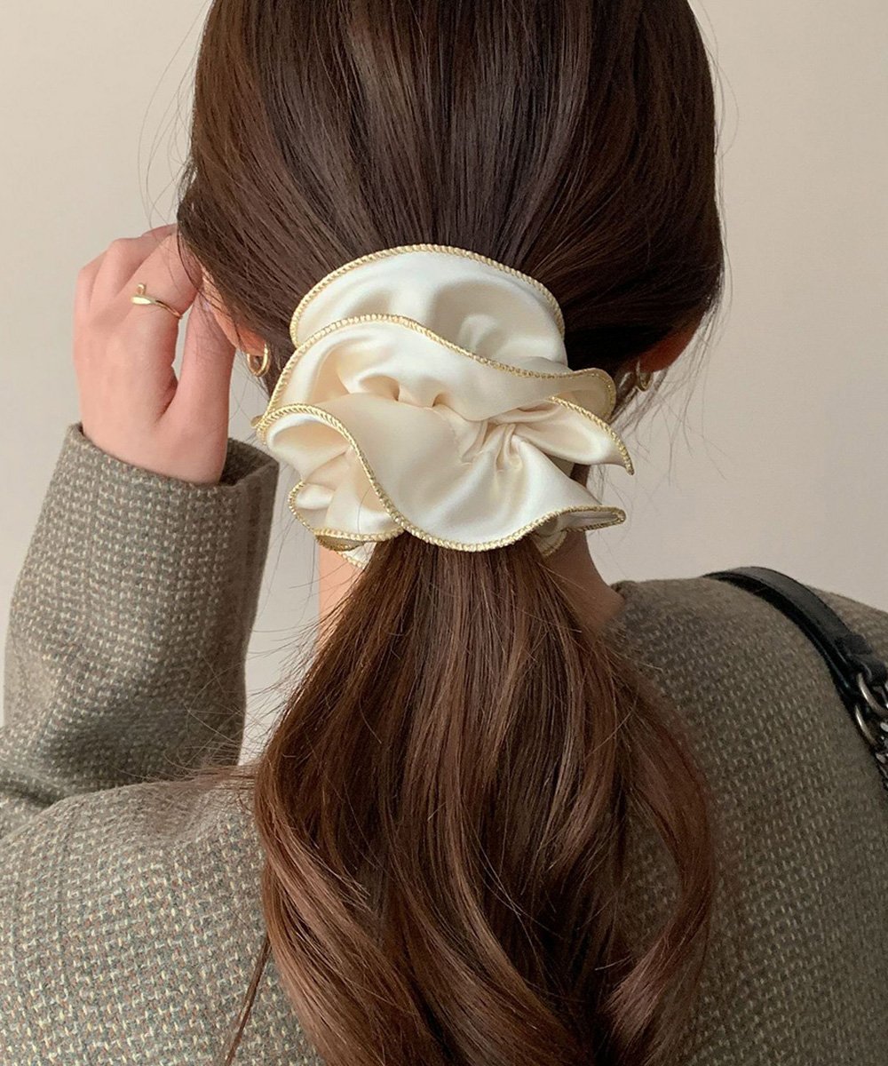 【SALE／35%OFF】miniministore サテンシュシュ ヘアゴム ボリューム ミニミニストア ヘアアクセサリー その他のヘアアクセサリー ブラック
