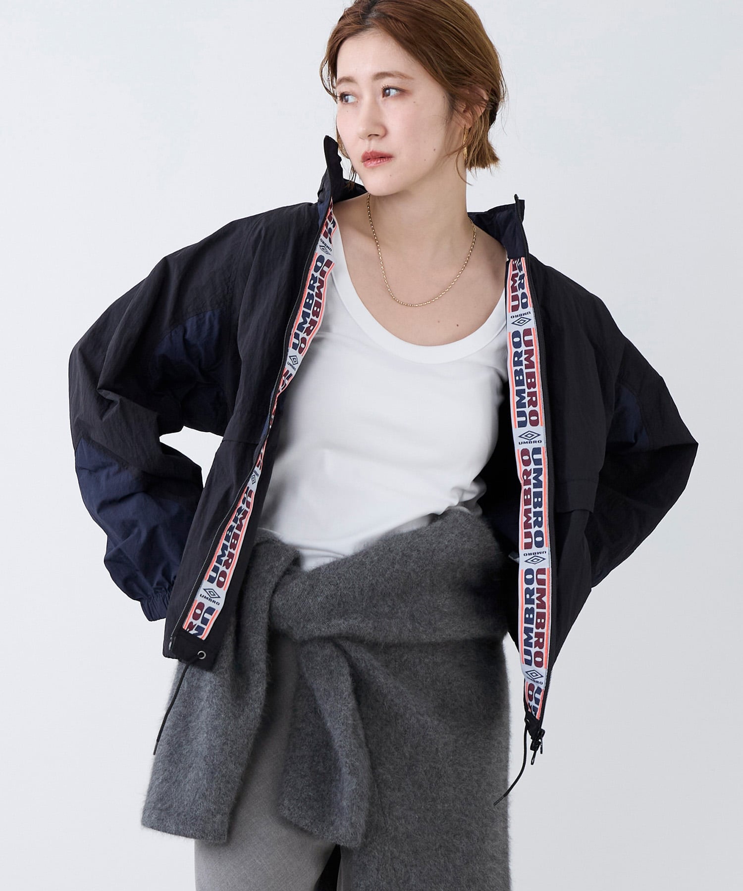 MICA&DEAL ＜追加＞【UMBRO*MICA&DEAL】配色ナイロンブルゾン マイカアンドディール ジャケット・アウター ブルゾン・ジャンパー ブラック ベージュ