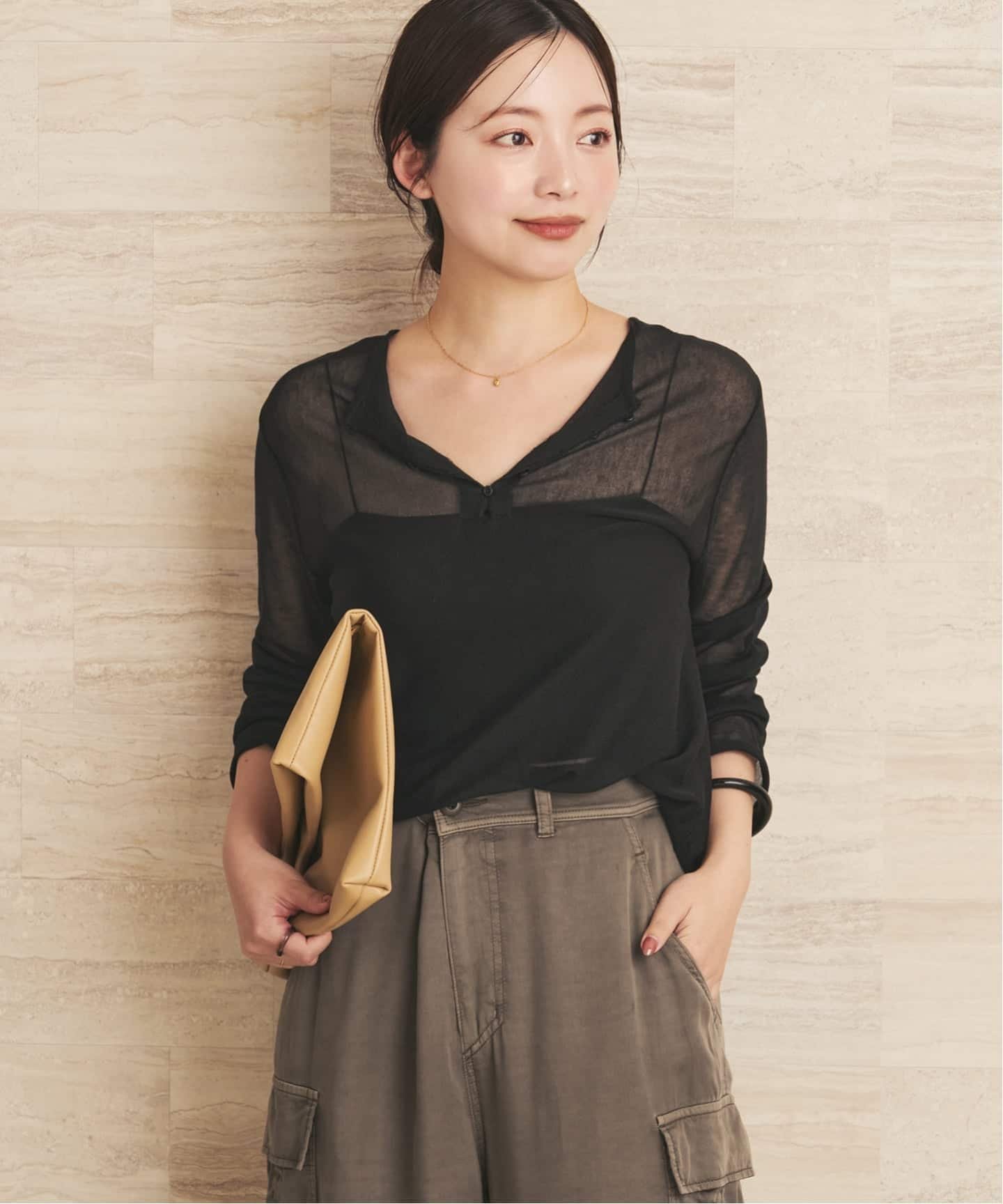 plage Acetate mix 2way flare ニット プラージュ トップス ニット ブラック グレー【送料無料】
