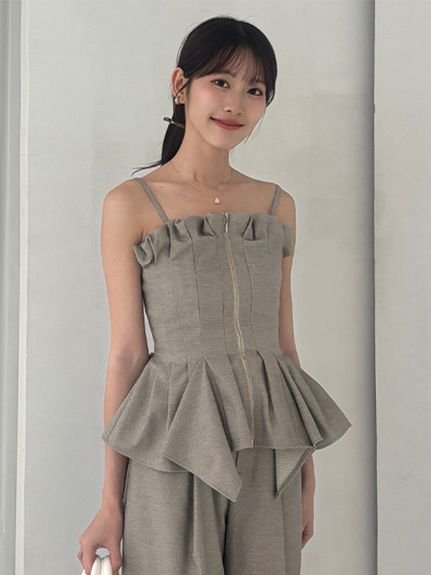 SNIDEL ペプラムタックビスチェ スナイデル トップス シャツ・ブラウス ブラック ベージュ