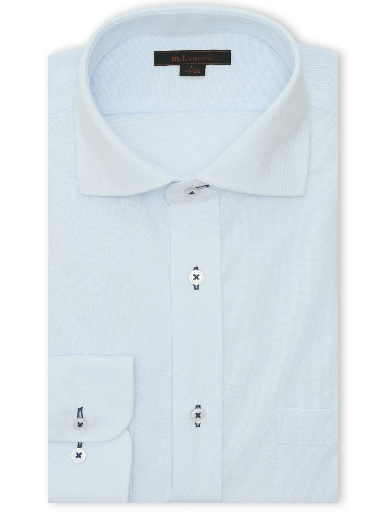 【SALE／10%OFF】m.f.editorial ワイシャツ メンズ 長袖 ノンアイロン ストレッチ 吸水速乾 カッタウェイ ビジネス ドレス ニット NEWスタンダードフィット タカキュー スーツ・フォーマル Yシャツ・カッターシャツ ブルー