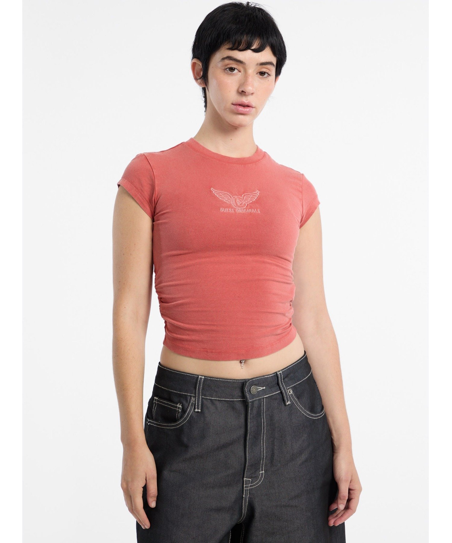【SALE／50%OFF】GUESS Originals GUESS Originals Tシャツ W5YI43J1314 (W)Vintage Tee ゲス トップス カットソー・Tシャツ ブラック オレンジ ホワイト