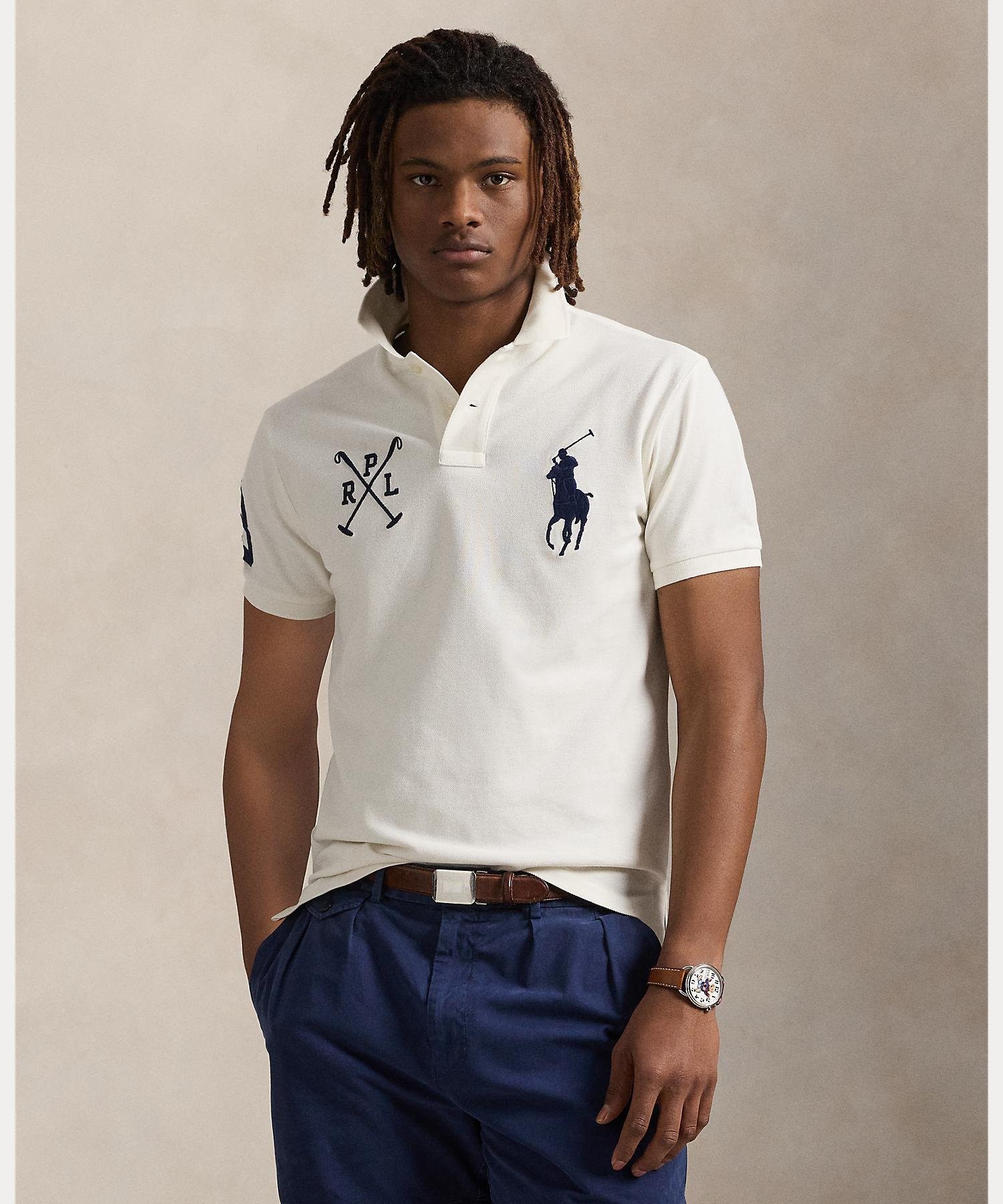 POLO RALPH LAUREN カスタム スリム フィット Big Pony メッシュ ポロシャツ ラルフローレン トップス ポロシャツ ホワイト【送料無料】のサムネイル