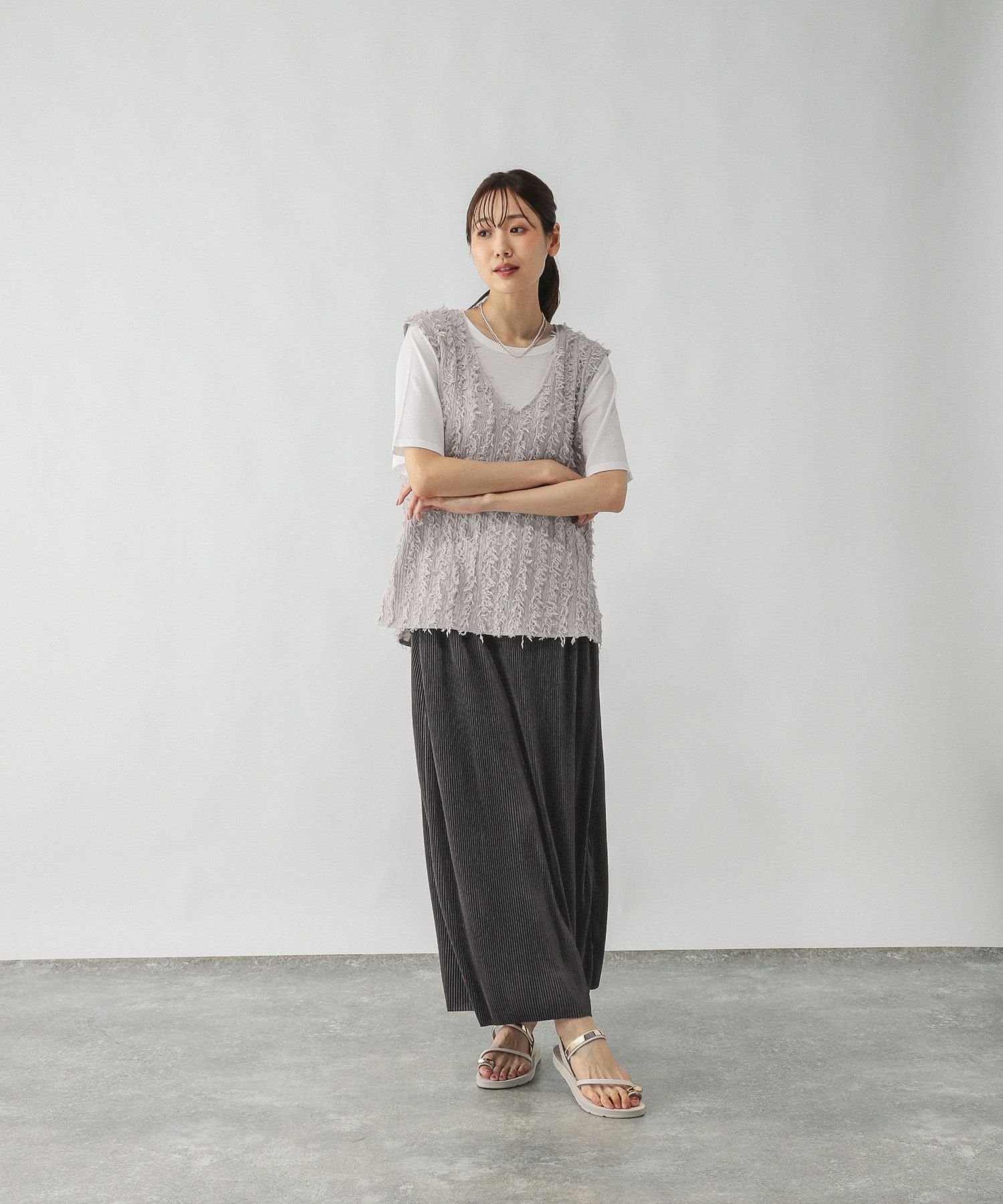 【SALE／50%OFF】GLOBAL WORK フェザーベスト3Pセット/577656 グローバルワーク スカート ロング・マキシスカート グレー ホワイト ブラック【送料無料】 stylife-15185348 Rakuten Fashion サンプル画像3