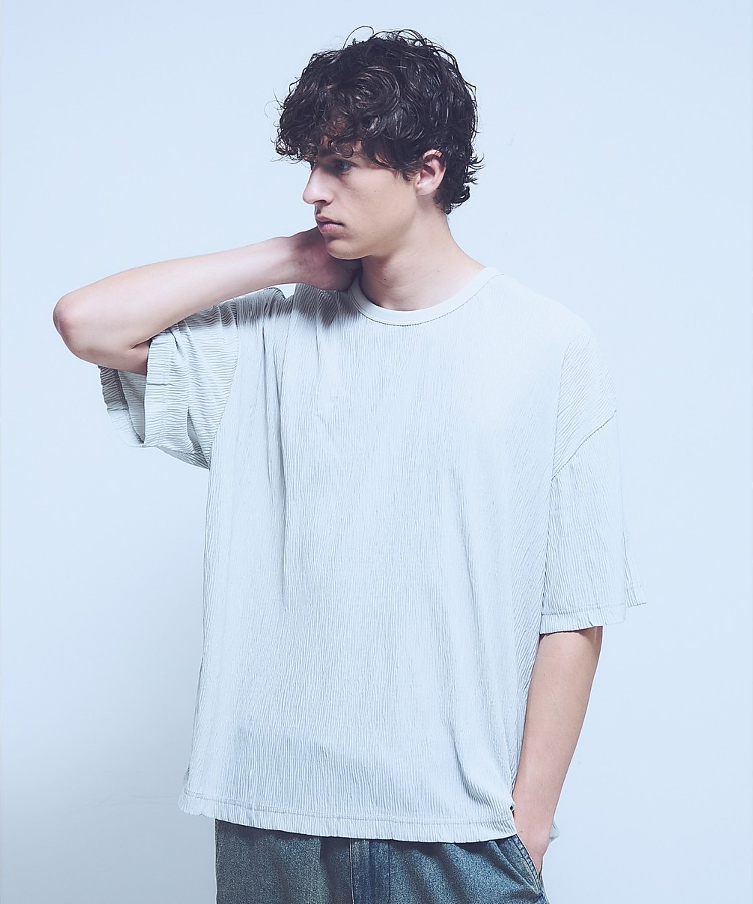ABAHOUSE LASTWORD エアプリーツ ストレッチ 半袖Tシャツ / オーバーサイズ アバハウス トップス カットソー・Tシャツ ブルー ブラック ホワイト【送料無料】