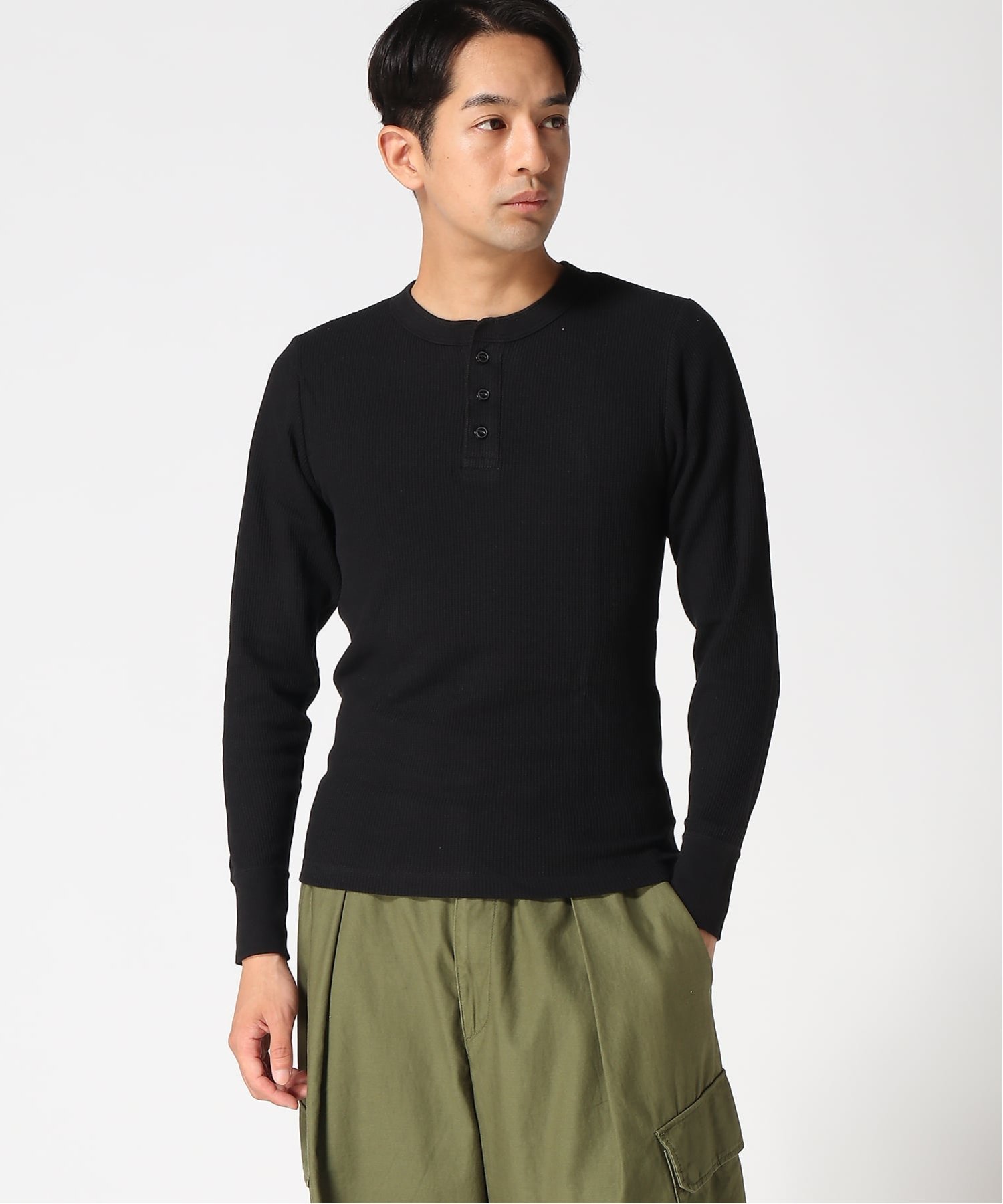 Hanes HANES/(M)BEEFY リブヘンリー ジーンズメイト トップス カットソー・Tシャツ ホワイト ブラック【送料無料】