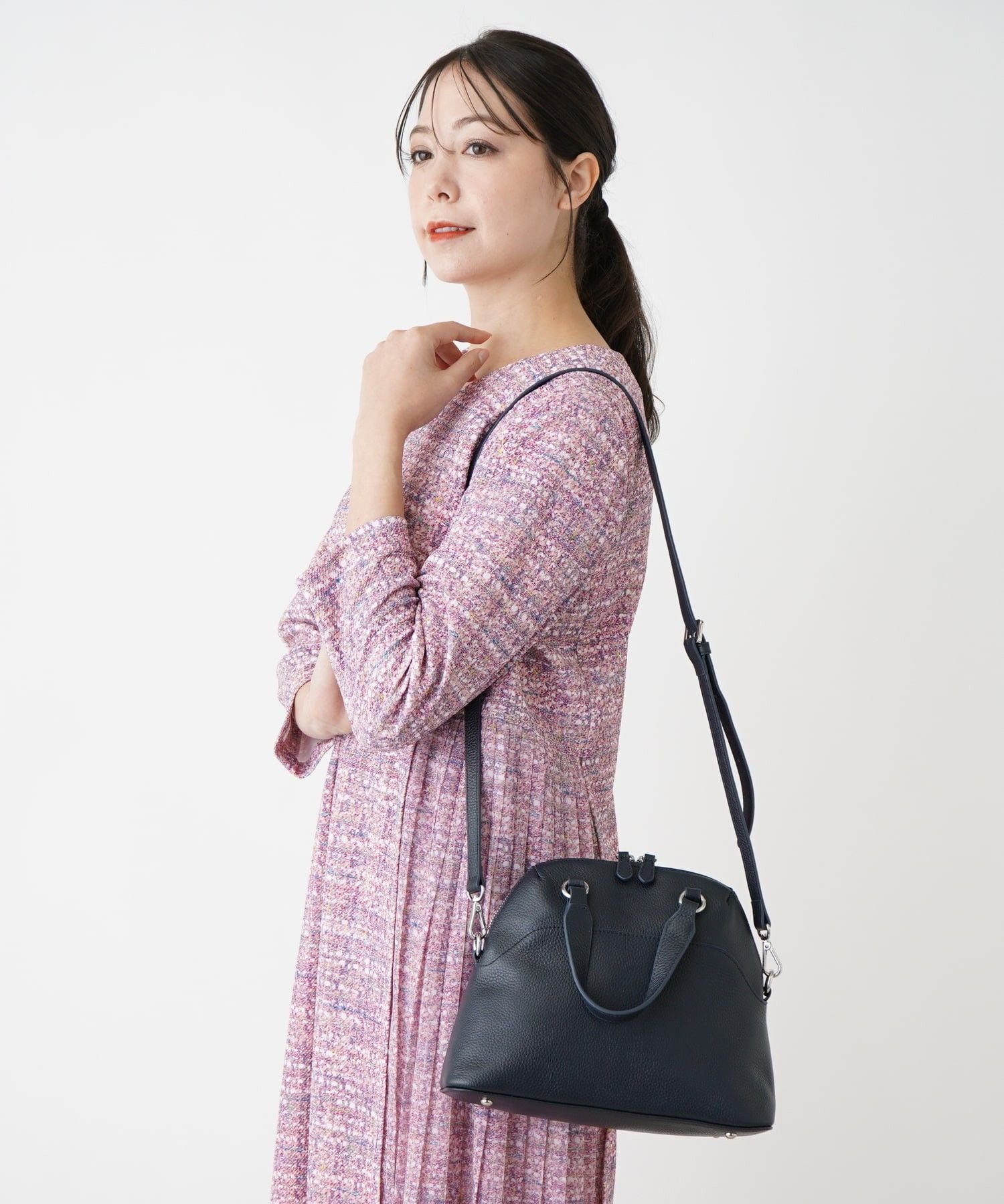 【SALE／45%OFF】Leilian PLUS HOUSE ハンドバッグ レリアン　プラスハウス バッグ ハンドバッグ ベージュ ネイビー【送料無料】