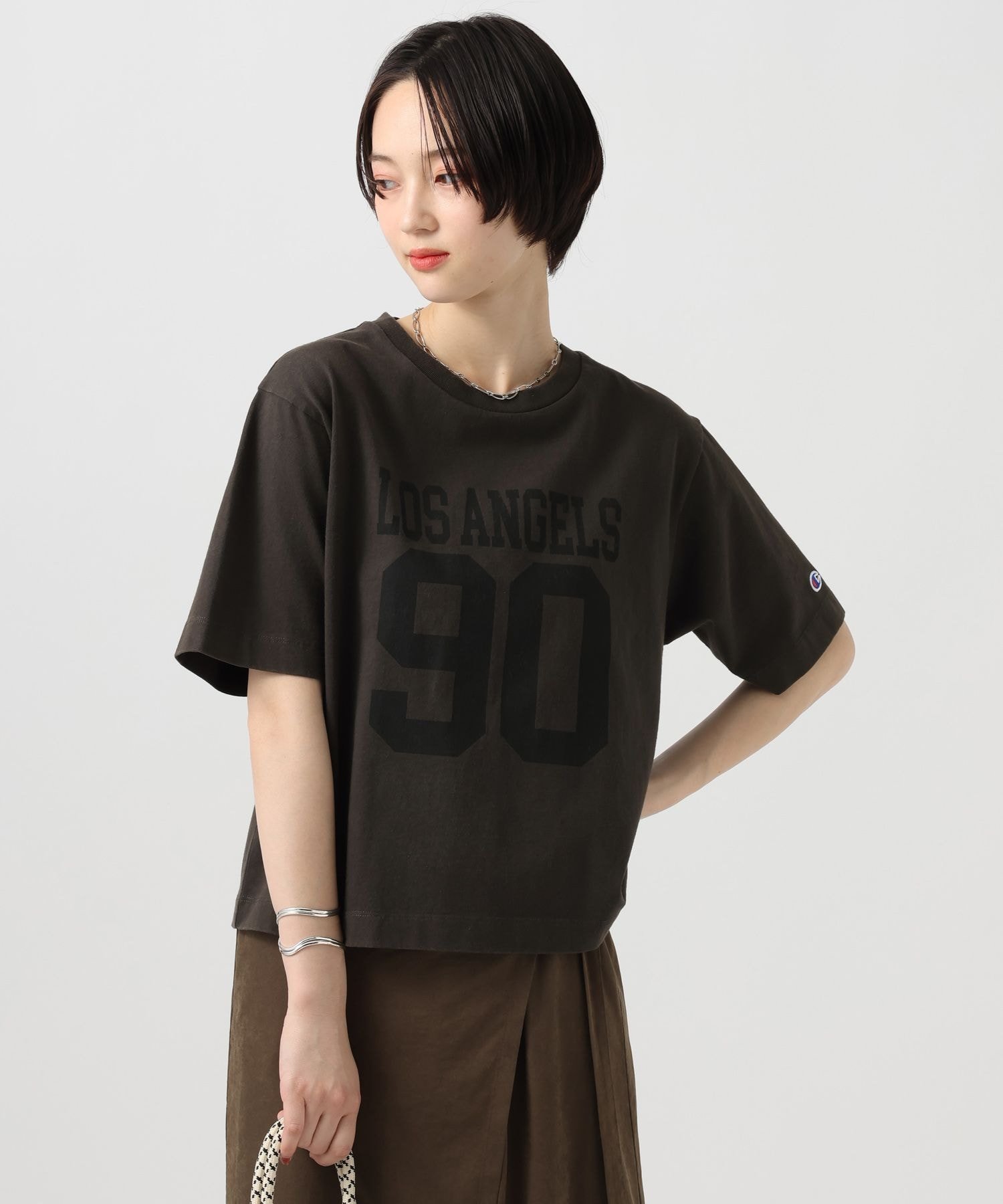 BAYFLOW 【Champion(チャンピオン)】別注フロントロゴTシャツ ベイフロー トップス カットソー・Tシャツ ブラック ブラウン ネイビー ベージュ【送料無料】