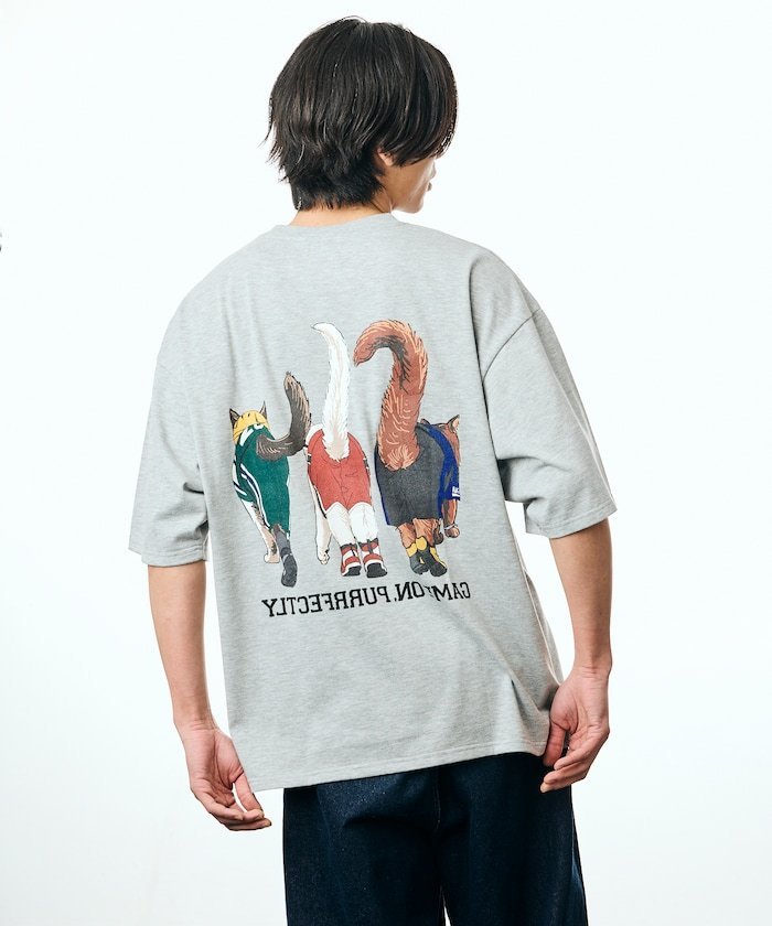 限定展開 ビッグシルエット バックプリント Tシャツ/THREE CATS/スリー キャッツ フリークスストア トップス カットソー・Tシャツ グレー ホワイト ブラック