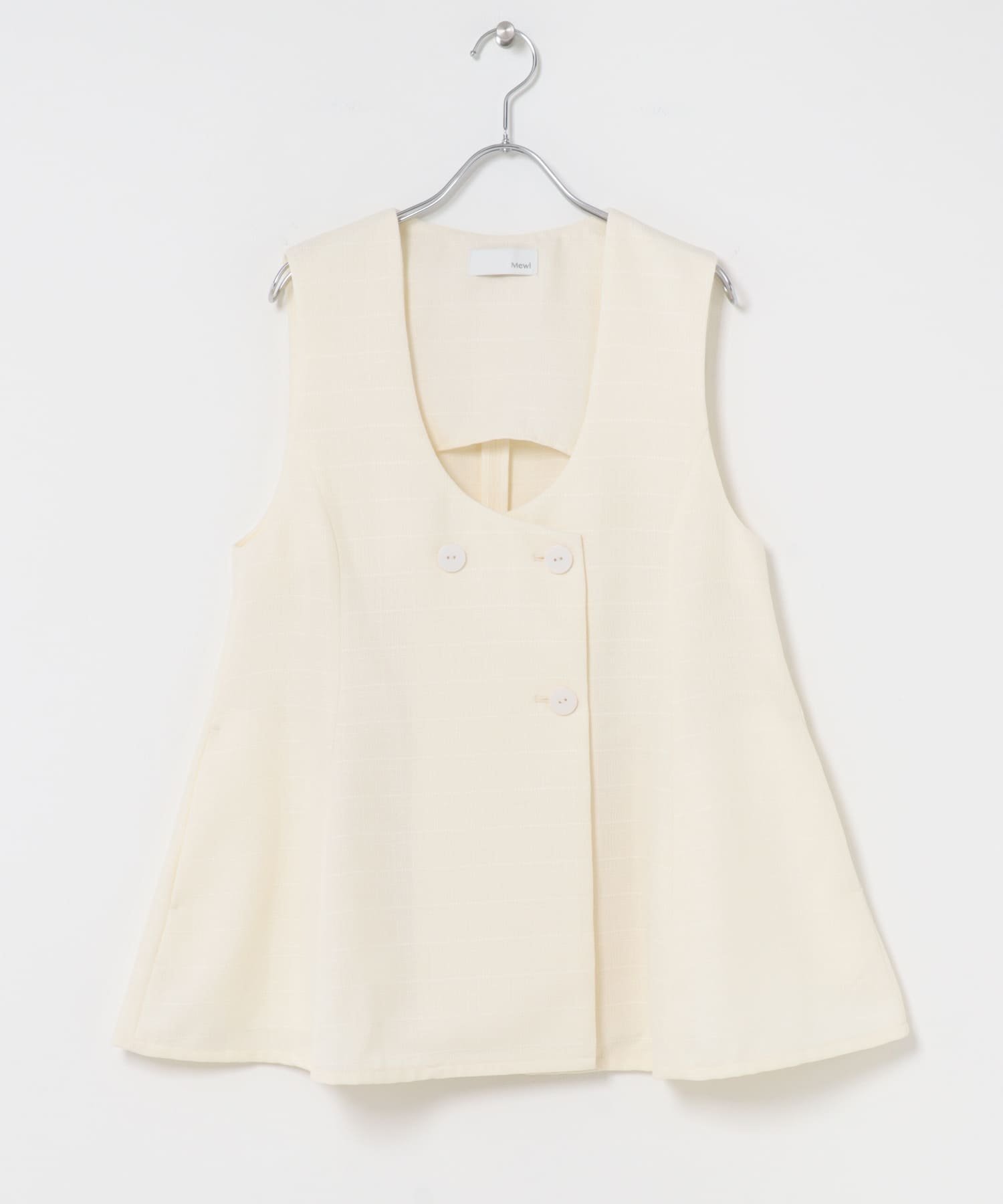 【SALE／40%OFF】URBAN RESEARCH ROSSO Mewl Uネックリネンツイードジレ アーバンリサーチロッソ ジャケット・アウター ダウンジャケット・ダウンベスト ホワイト ネイビー【送料無料】