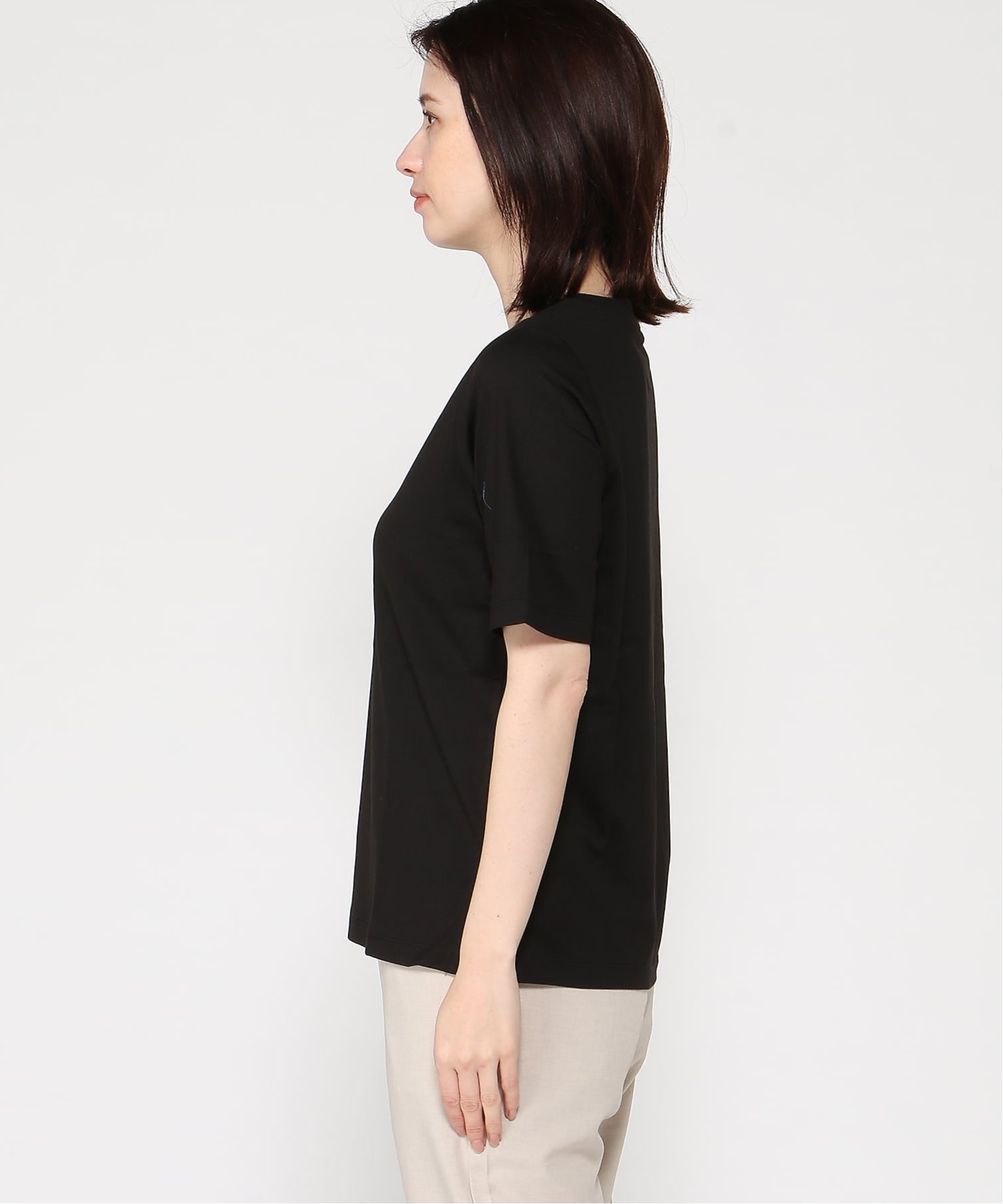(W)ロゴ刺繍 半袖Tシャツ クロコダイル トップス カットソー・Tシャツ ブラウン ブラック