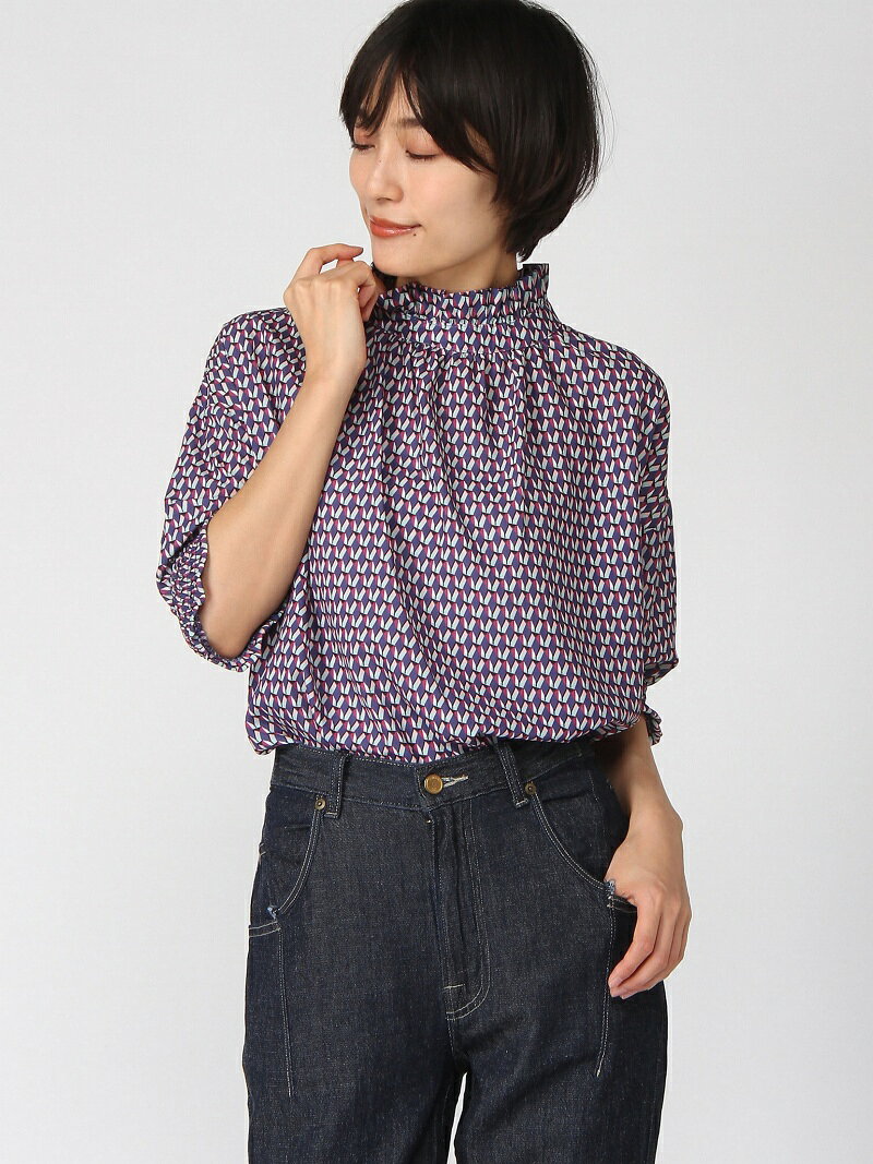 【SALE／30%OFF】gateau romantique レトロ柄ブラウス ガトーロマンティーク トップス シャツ・ブラウス パープル ブルーのサムネイル