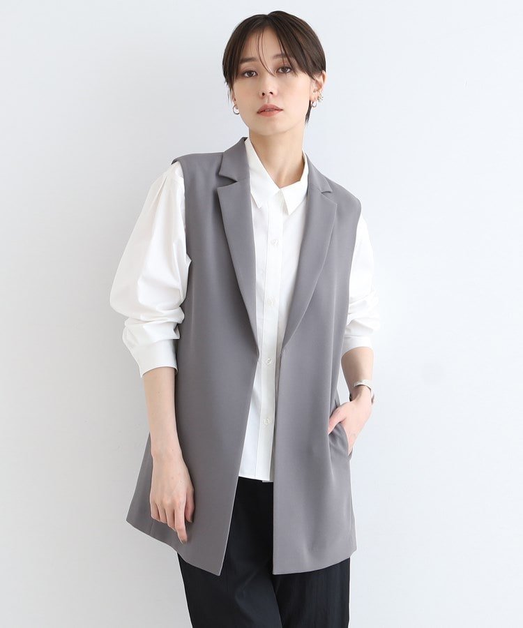 INDIVI 【秋の新作!/こなれSETUP/洗える】ミドル丈テーラードジレ インディヴィ トップス ベスト・ジレ グレー ブラック ベージュ【送料無料】のサムネイル