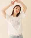 index チュールレイヤードフォトTシャツ【洗濯機洗い可】 インデックス トップス カットソー Tシャツ ホワイト グレー オレンジ