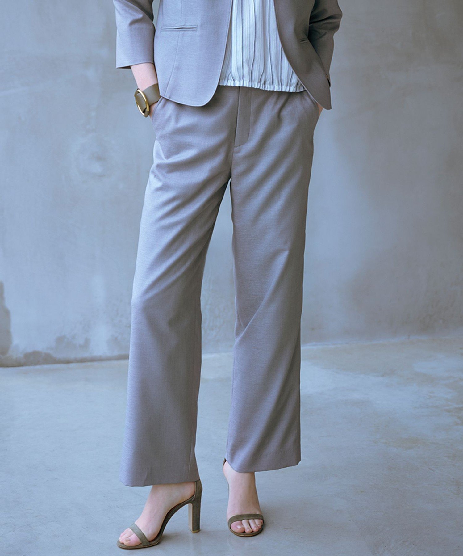 J.PRESS 【セットアップ対応・洗える・UV加工・吸水速乾】OXIJEWELストレッチ ストレート パンツ ジェイプレス パンツ その他のパンツ グレー ベージュ ネイビー