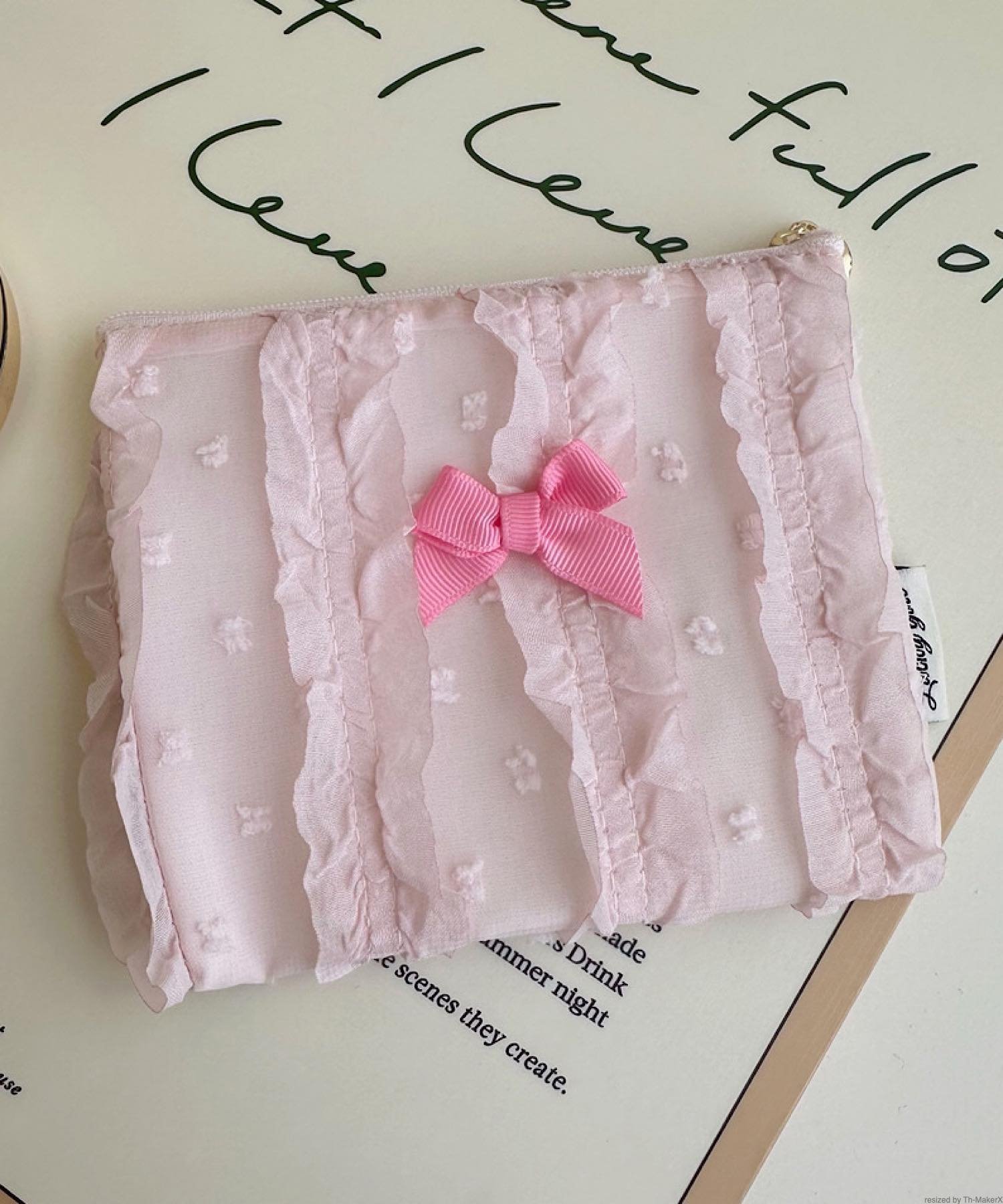 【SALE／30%OFF】Liaa Liaa/(W)レース リボン ミニポーチ ミニョントレフル ルームヨンマルサンセレクティッド 財布・ポーチ・ケース ポーチ ピンク ホワイト(4)