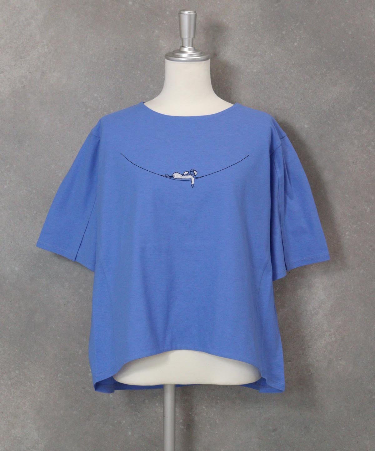 【SALE／40%OFF】STUDIO PICONE 【スタジオピッコーネ公式】スリット袖冷感刺繍Tシャツ スタジオピッコーネ トップス カットソー・Tシャツ ホワイト ブルー ピンク ブラック【送料無料】
