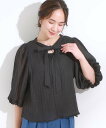 【SALE/10%OFF】SHOO・LA・RUE 【S-LL/前後2WAY】バルーンスリーブが華やか こなれ見えシアーブラウス シューラルー トップス シャツ・ブラウス イエロー ブラック ブルー