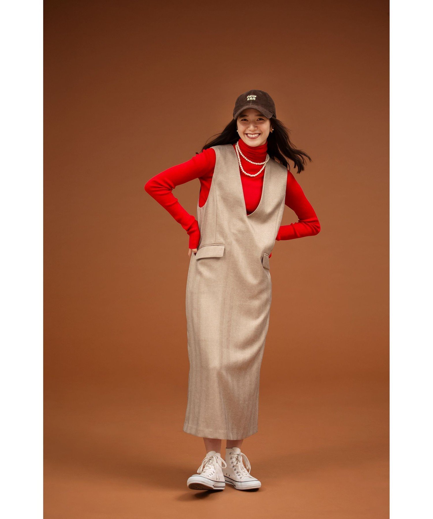 B:MING by BEAMS Vネック ジャンパー スカート(S~M) 25AW 秋冬 レイヤード ロングシーズン ビーミング ライフストア バイ ビームス ワンピース・ドレス その他のワンピース・ドレス ベージュ【送料無料】