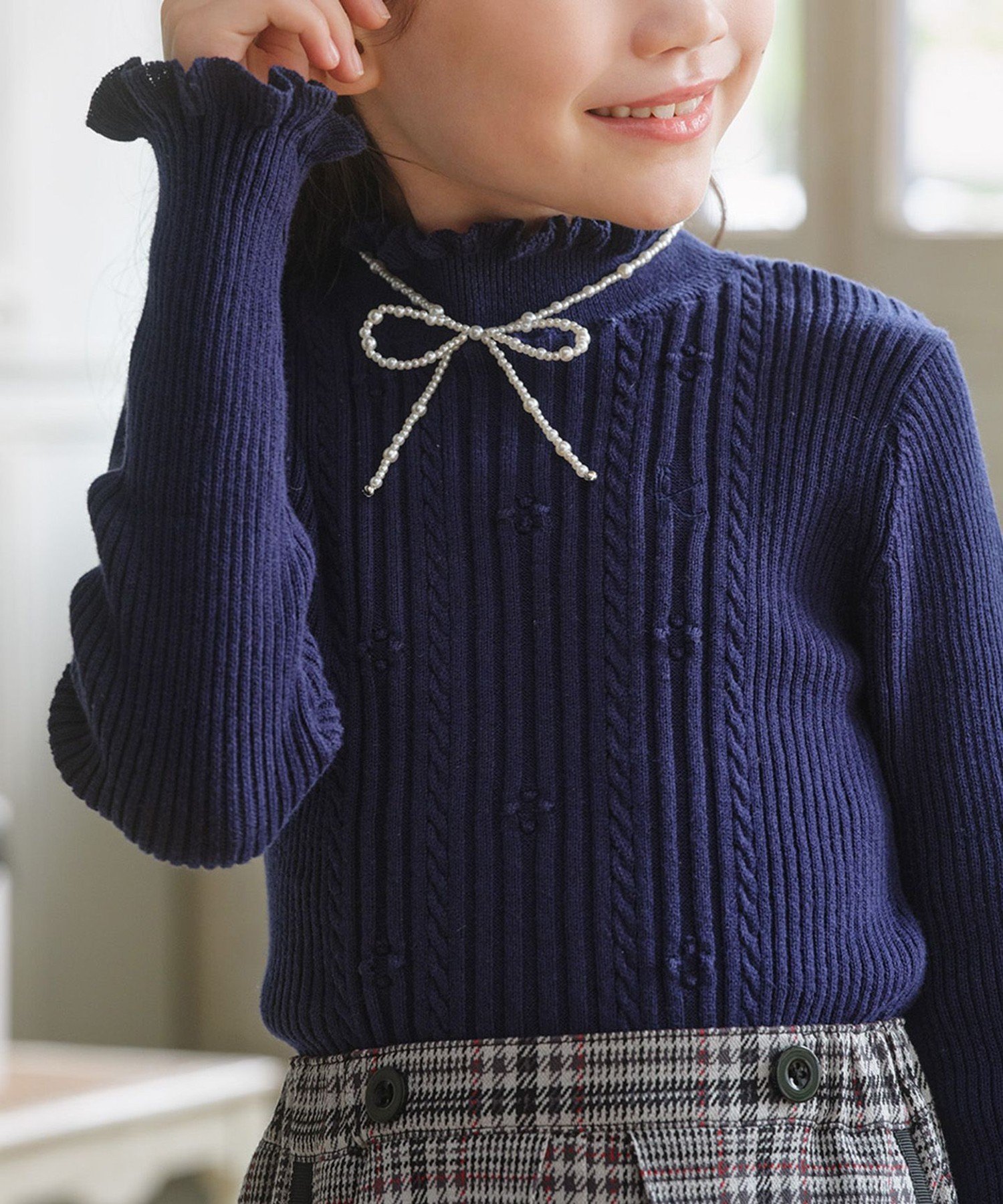 組曲 KIDS 【Fサイズ】パールリボン ネックレス クミキョク 福袋・ギフト・その他 その他 ホワイト