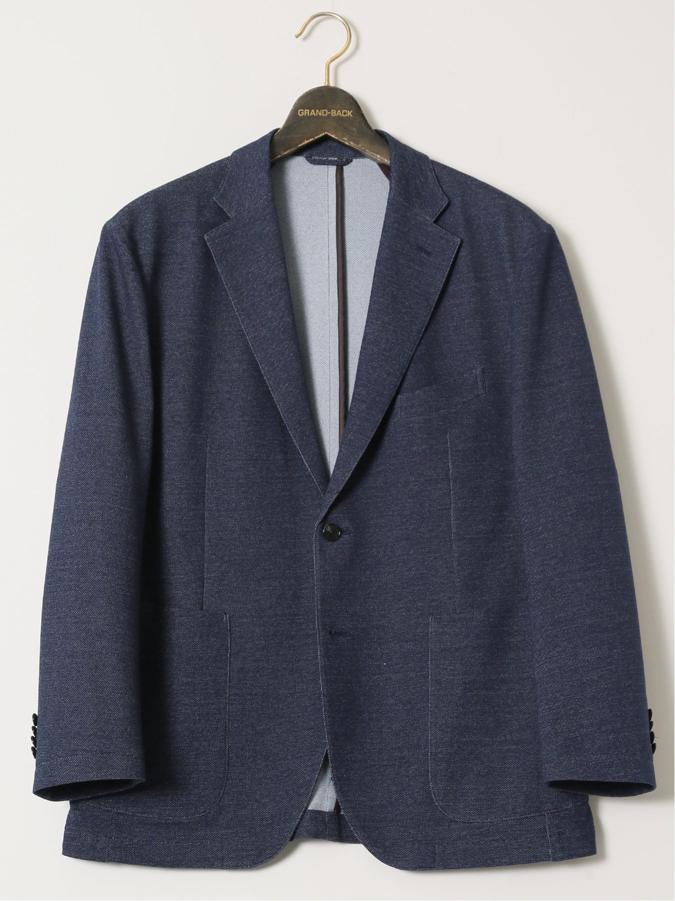 GRAND-BACK 【大きいサイズ】グランバック/GRAND-BACK ストレッチジャージ インディゴ 2ボタンジャケット(セットアップ可能) 【25AW】 タカキュー スーツ・フォーマル スーツジャケット ブルー ネイビー【送料無料】