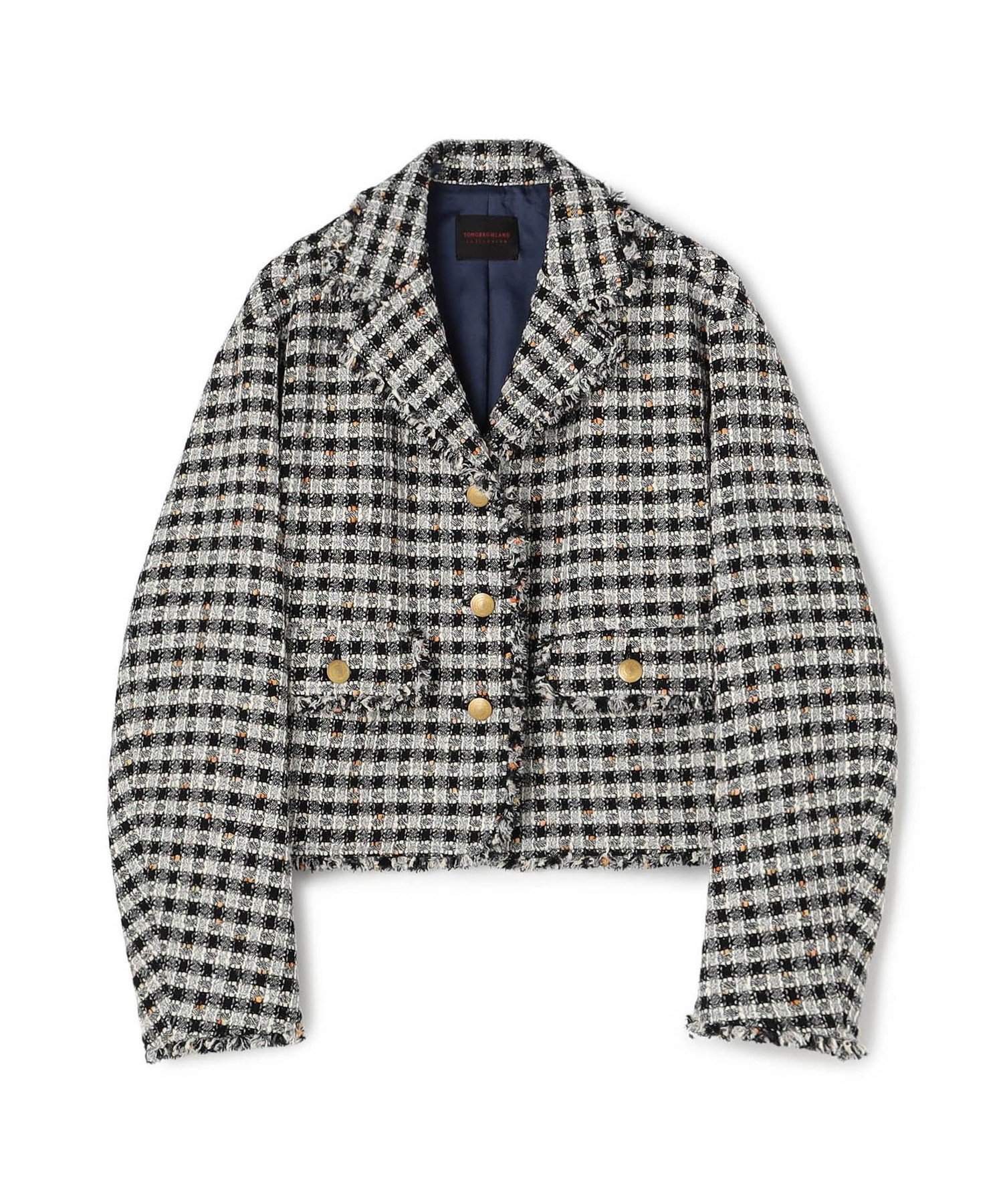 TOMORROWLAND collection クロレギンガムチェック ショートジャケット トゥモローランド ジャケット・アウター その他のジャケット・アウター ブラック【送料無料】