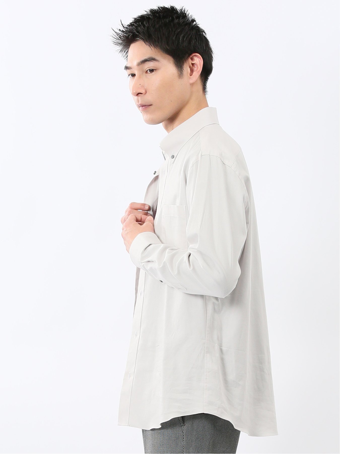 【SALE／30%OFF】TAKA-Q ストレッチ 綿ツイル ボタンダウン長袖シャツ 【26SS】 タカキュー トップス シャツ・ブラウス グレー ネイビー