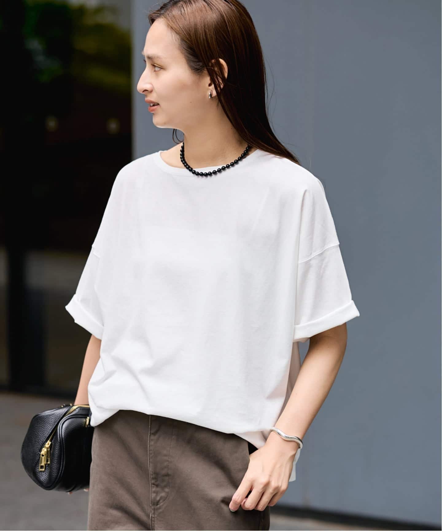 ≪新色 / 追加≫ドライタッチ加工SS-Tee フレームワーク トップス カットソー・Tシャツ ネイビー グレー ホワイト ピンク