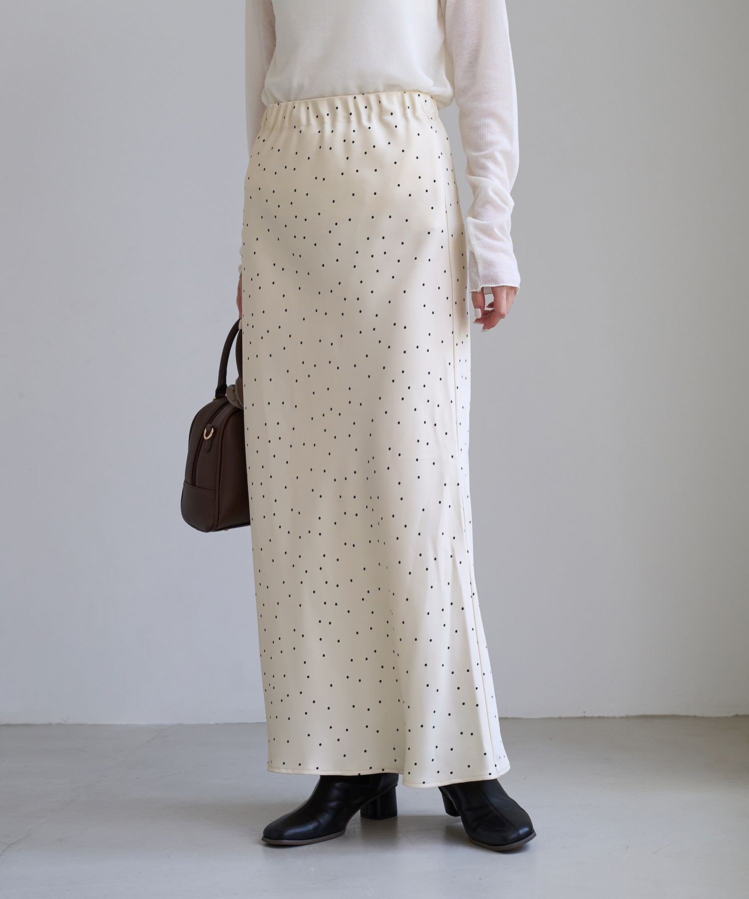 【SALE／5%OFF】ROPE' PICNIC 細見えドット柄バイアスサテンスカート/ウエストゴム ロペピクニック スカート その他のスカート ベージュ【送料無料】