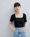 【SALE／50%OFF】ADAM ET ROPE' FEMME リブニットTEE アダムエロペ トップス カットソー・Tシャツ ブラック ホワイト【送料無料】