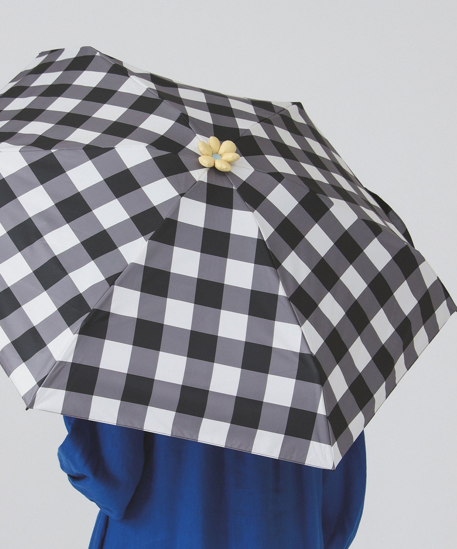 Ray BEAMS フラワー チェック 晴雨兼用 折りたたみ傘 ビームス ウイメン ファッション雑貨 折りたたみ傘 ブルー ブラック【送料無料】