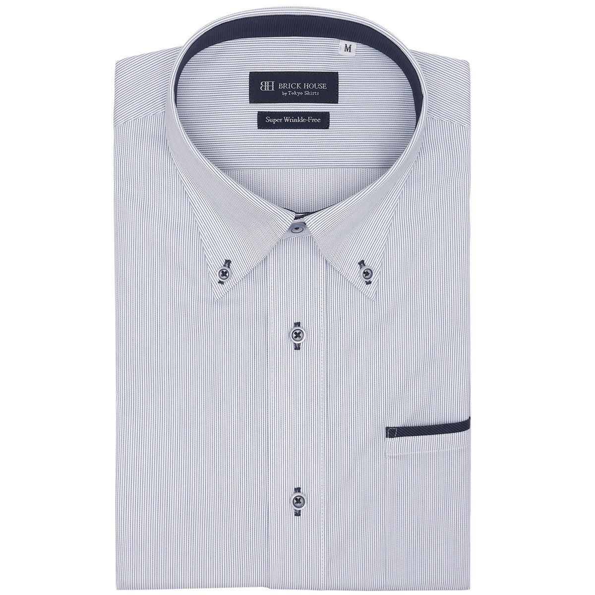 【SALE／27%OFF】BRICK HOUSE by Tokyo Shirts 【超形態安定】【吸水速乾】 ボタンダウン 半袖 形態安定 ワイシャツ 大きいサイズ BM01K304AA43B3V-13 トーキョーシャツ スーツ・フォーマル Yシャツ・カッターシャツ ブルー【送料無料】