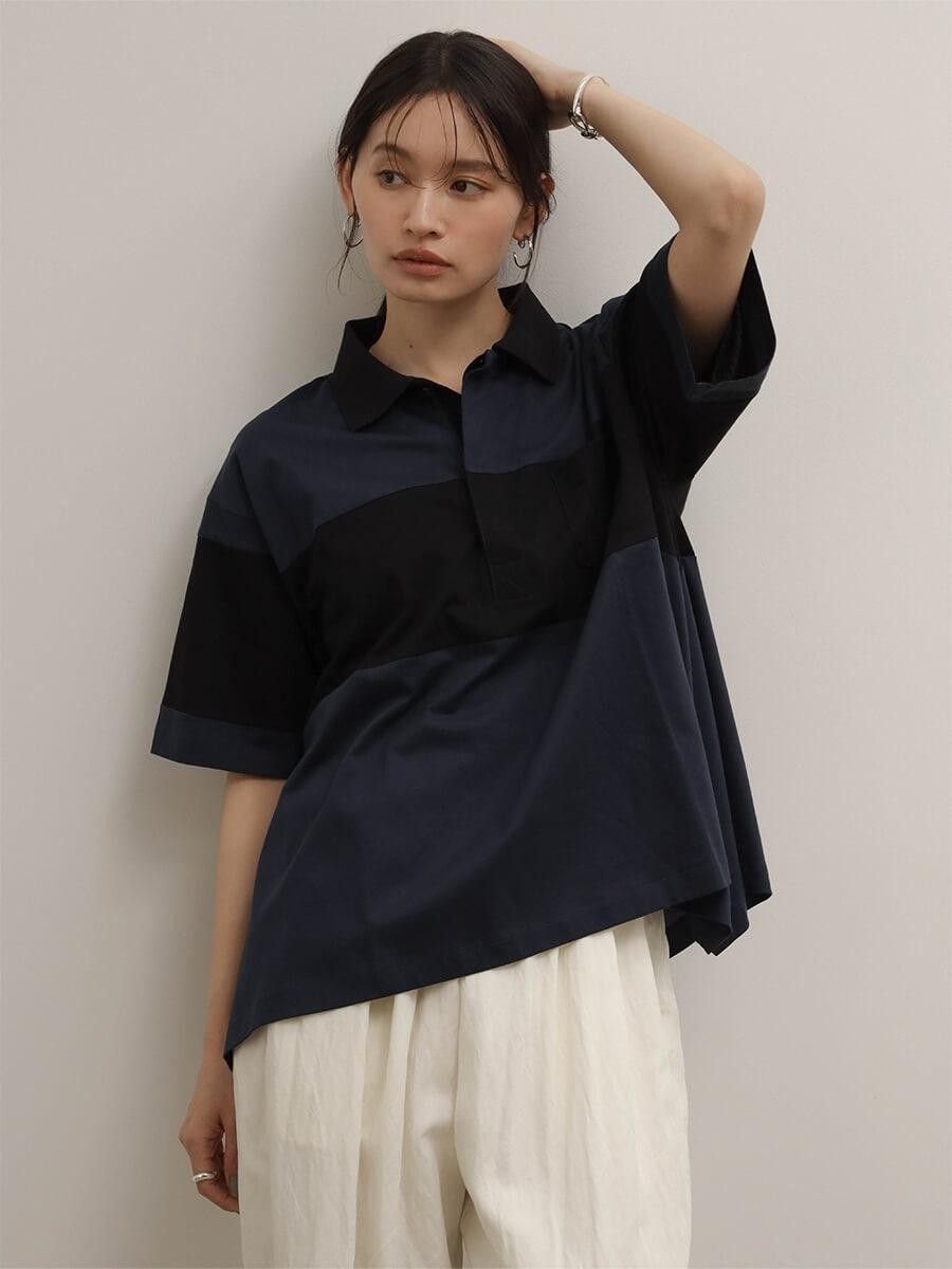 RADIATE バイカラードレープポロシャツ ラシュッド トップス カットソー・Tシャツ ネイビー
