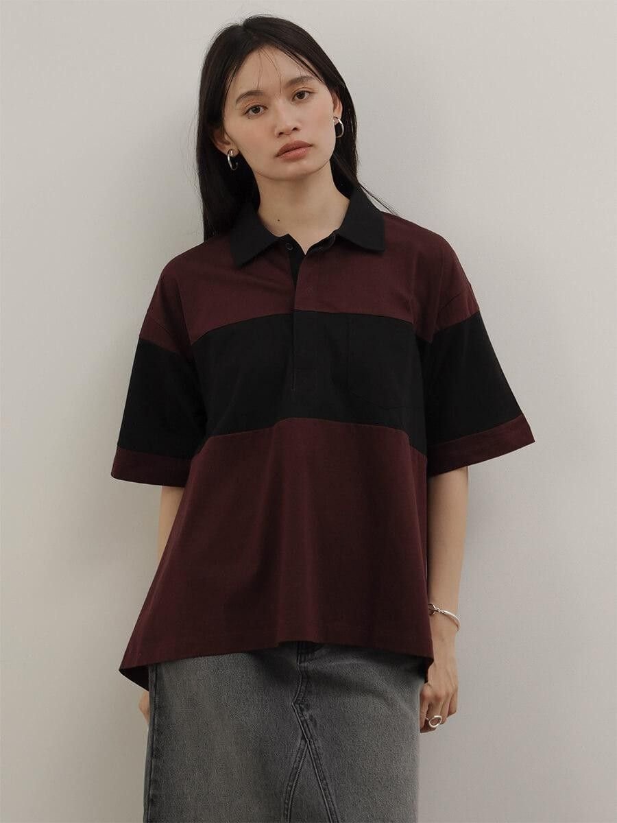 RADIATE バイカラードレープポロシャツ ラシュッド トップス カットソー・Tシャツ ネイビー