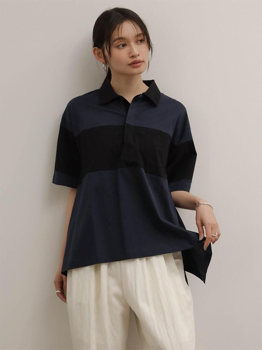 RADIATE バイカラードレープポロシャツ ラシュッド トップス カットソー・Tシャツ ネイビー