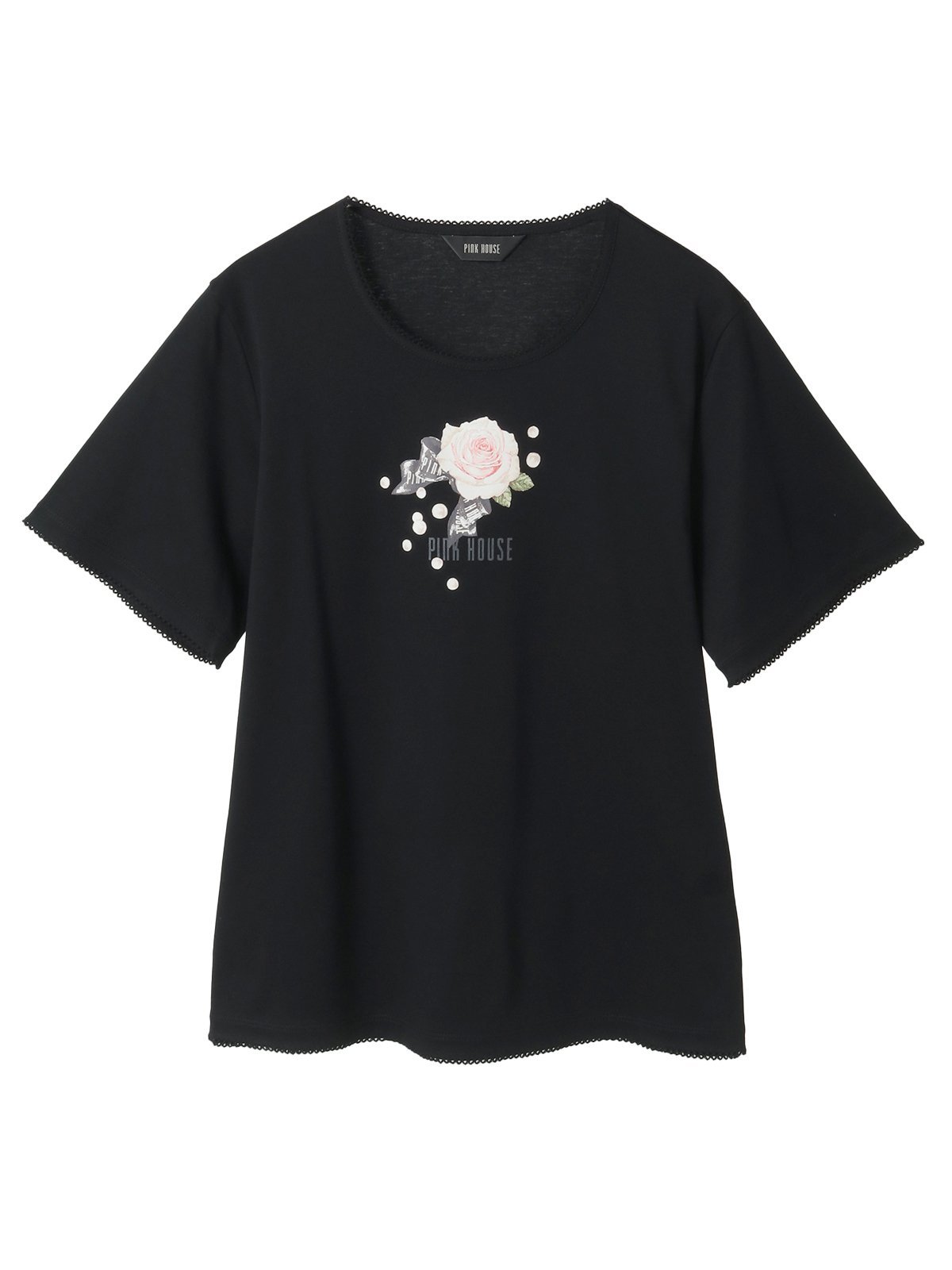 PINK HOUSE Rose Pearlプリントカットソー ピンクハウス トップス カットソー・Tシャツ ピンク ブラック