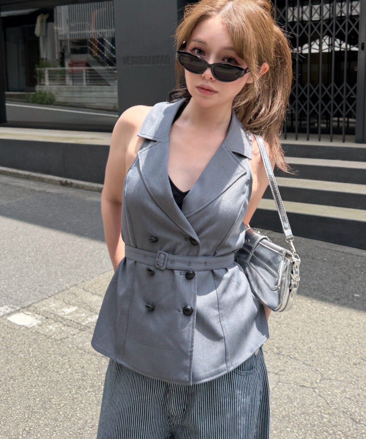 【SALE／67%OFF】PAL GROUP OUTLET 【RAY CASSIN】金釦ビスチェ / ベスト パル グループ アウトレット トップス シャツ・ブラウス グレー