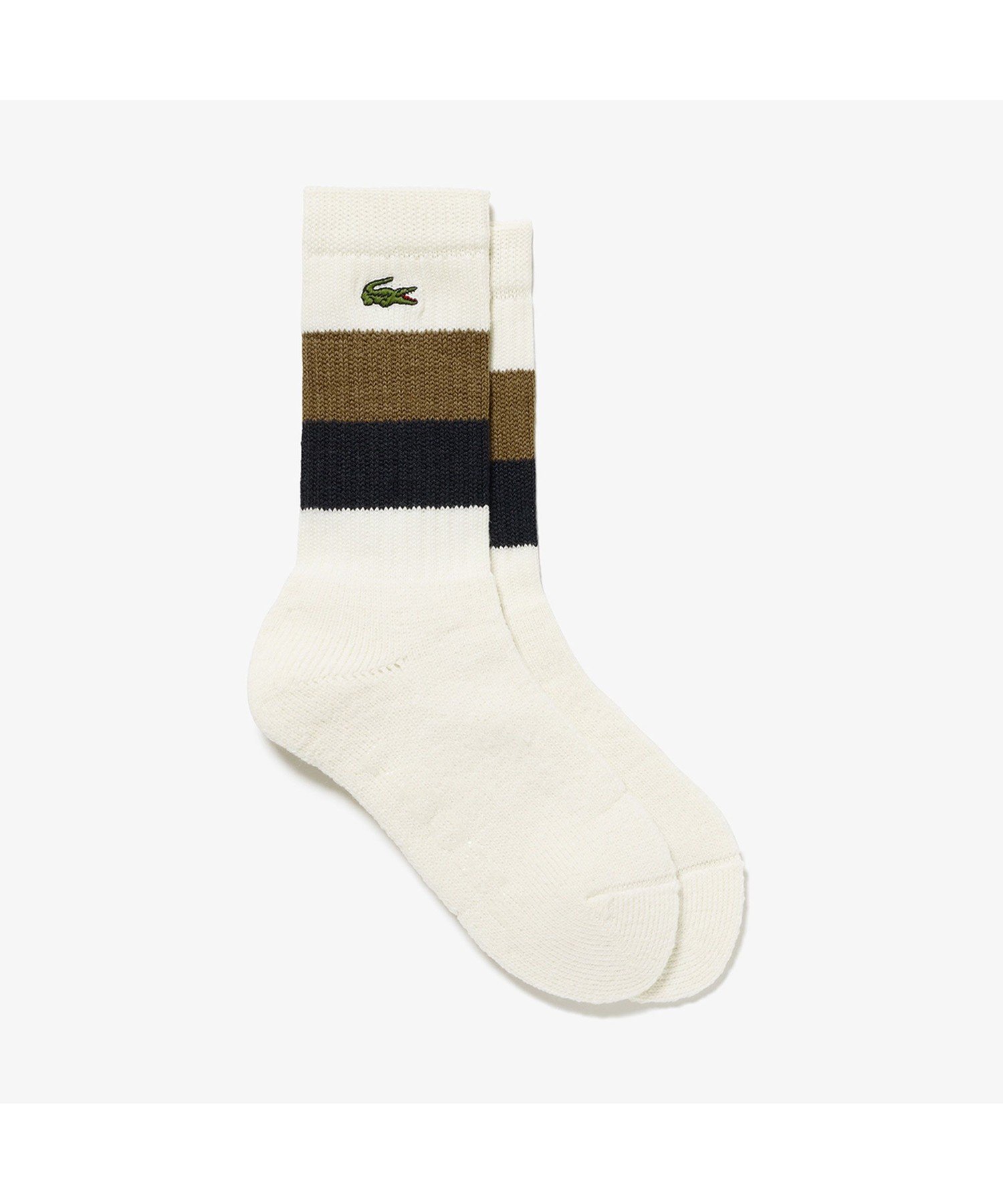 ラコステ 靴下 レディース 【SALE／20%OFF】LACOSTE ヘビーウェイトボーダーソックス ラコステ 靴下・レッグウェア 靴下 ホワイト レッド グレー