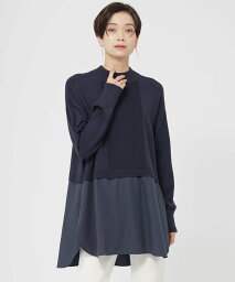 エヴェックス バイ クリツィア 服 レディース 【SALE／44%OFF】EVEX by KRIZIA *STORY掲載*23AW*Wings掲載*【ウォッシャブル】シャツレイヤーチュニックニット エヴェックス バイ クリツィア トップス ニット ネイビー ホワイト ブルー【送料無料】